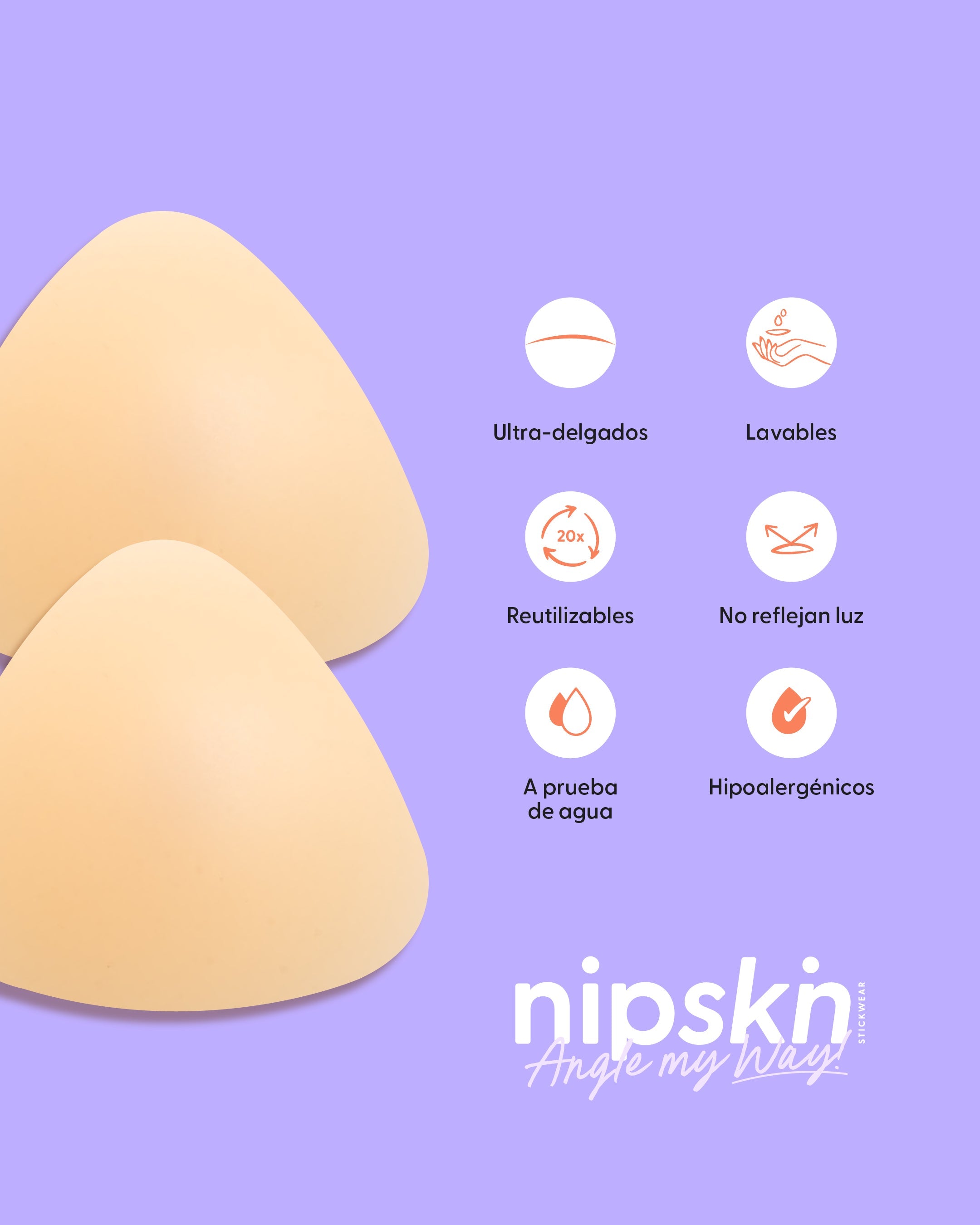 Kit Cubre pezones  Sin Adhesivo + Triangular | Nipskin®