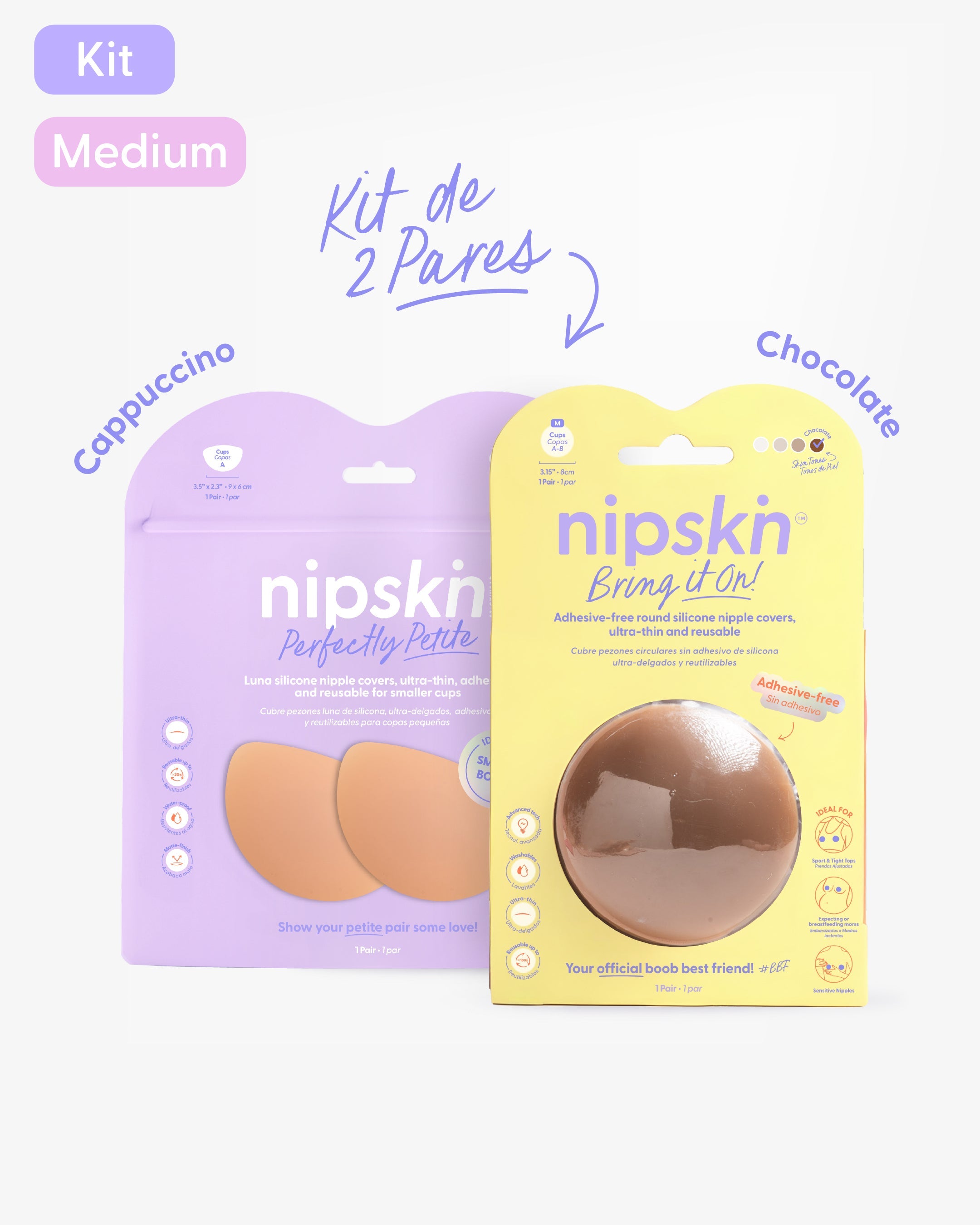 Kit Cubre pezones  Sin Adhesivo + Cubre pezones Senos Pequeños | Nipskin®