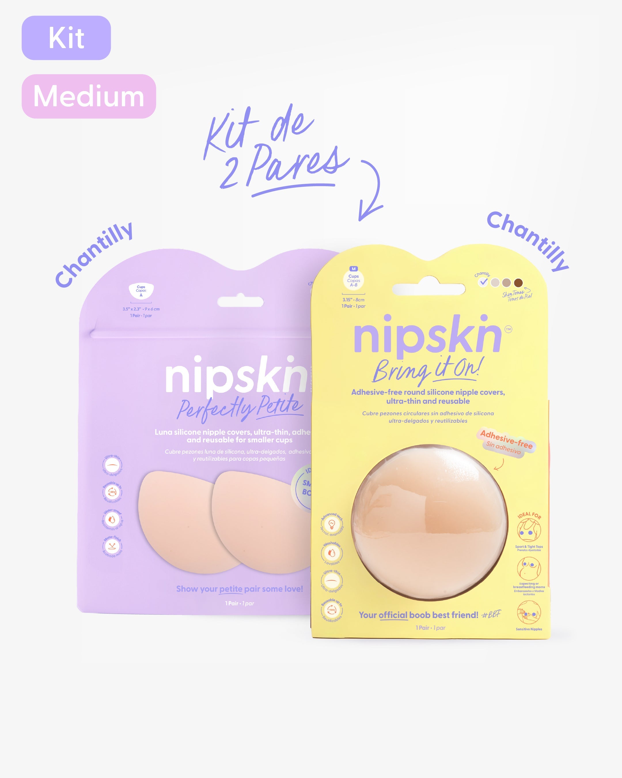 Kit Cubre pezones  Sin Adhesivo + Cubre pezones Senos Pequeños | Nipskin®