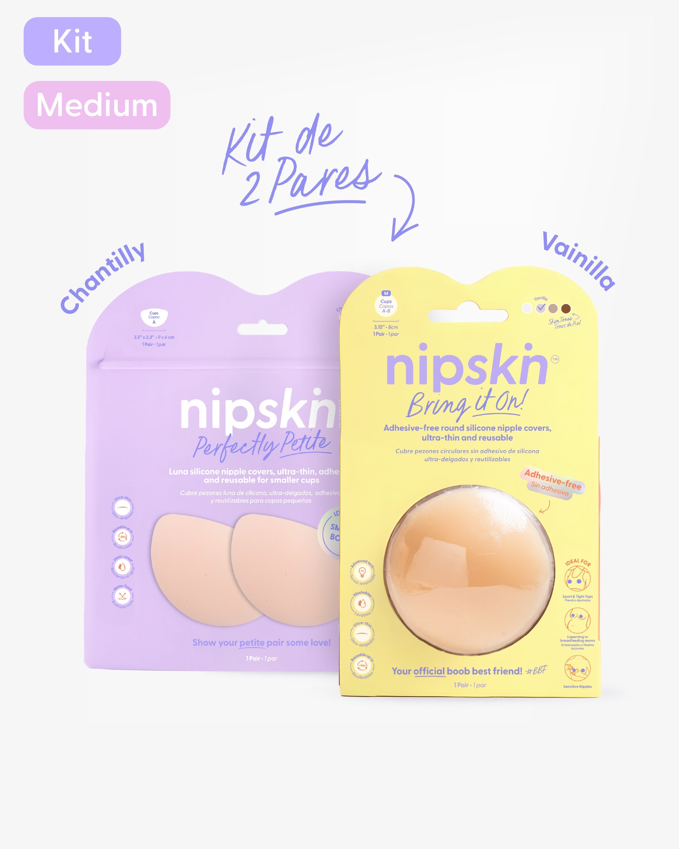 Kit Cubre pezones  Sin Adhesivo + Cubre pezones Senos Pequeños | Nipskin®