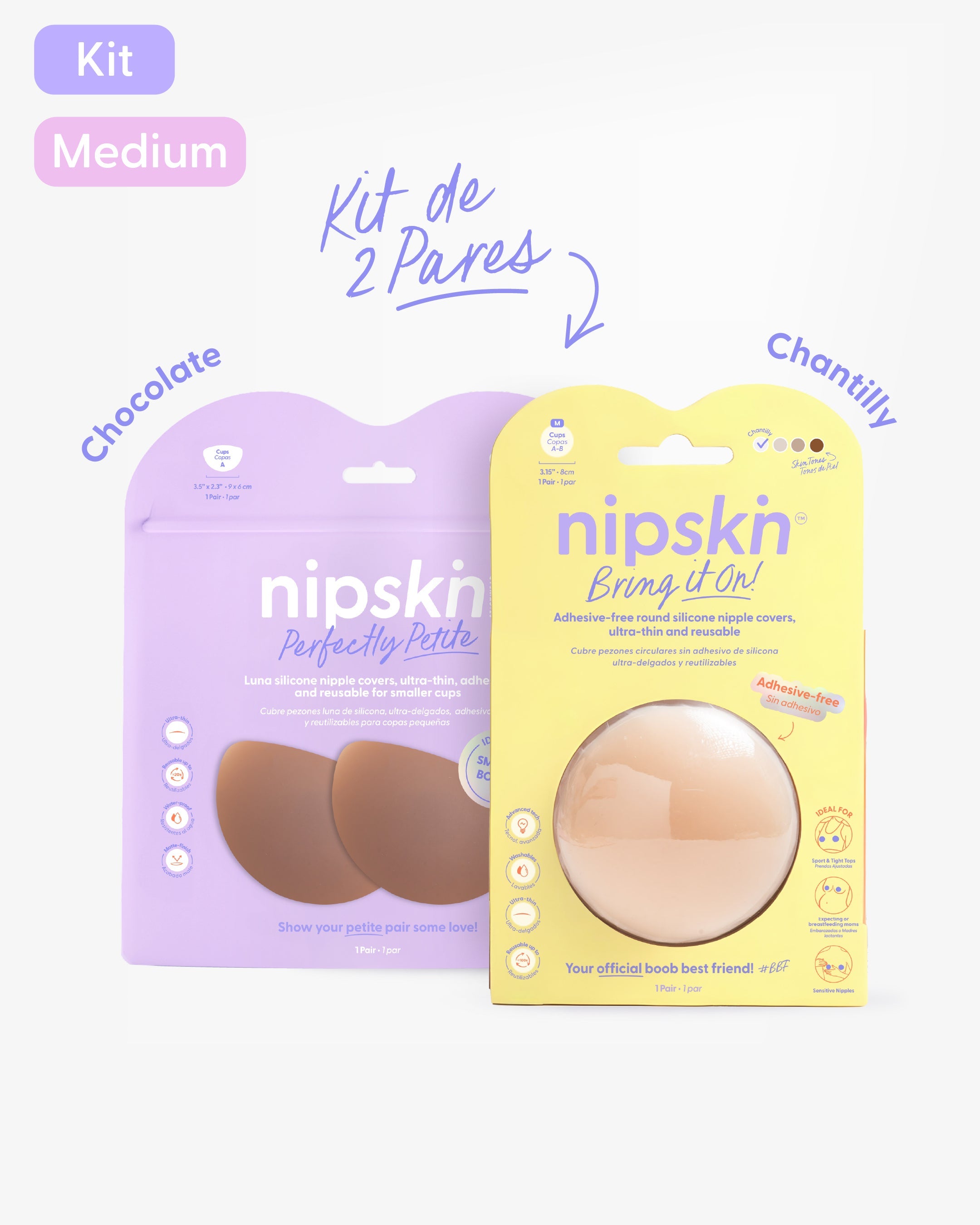 Kit Cubre pezones  Sin Adhesivo + Cubre pezones Senos Pequeños | Nipskin®