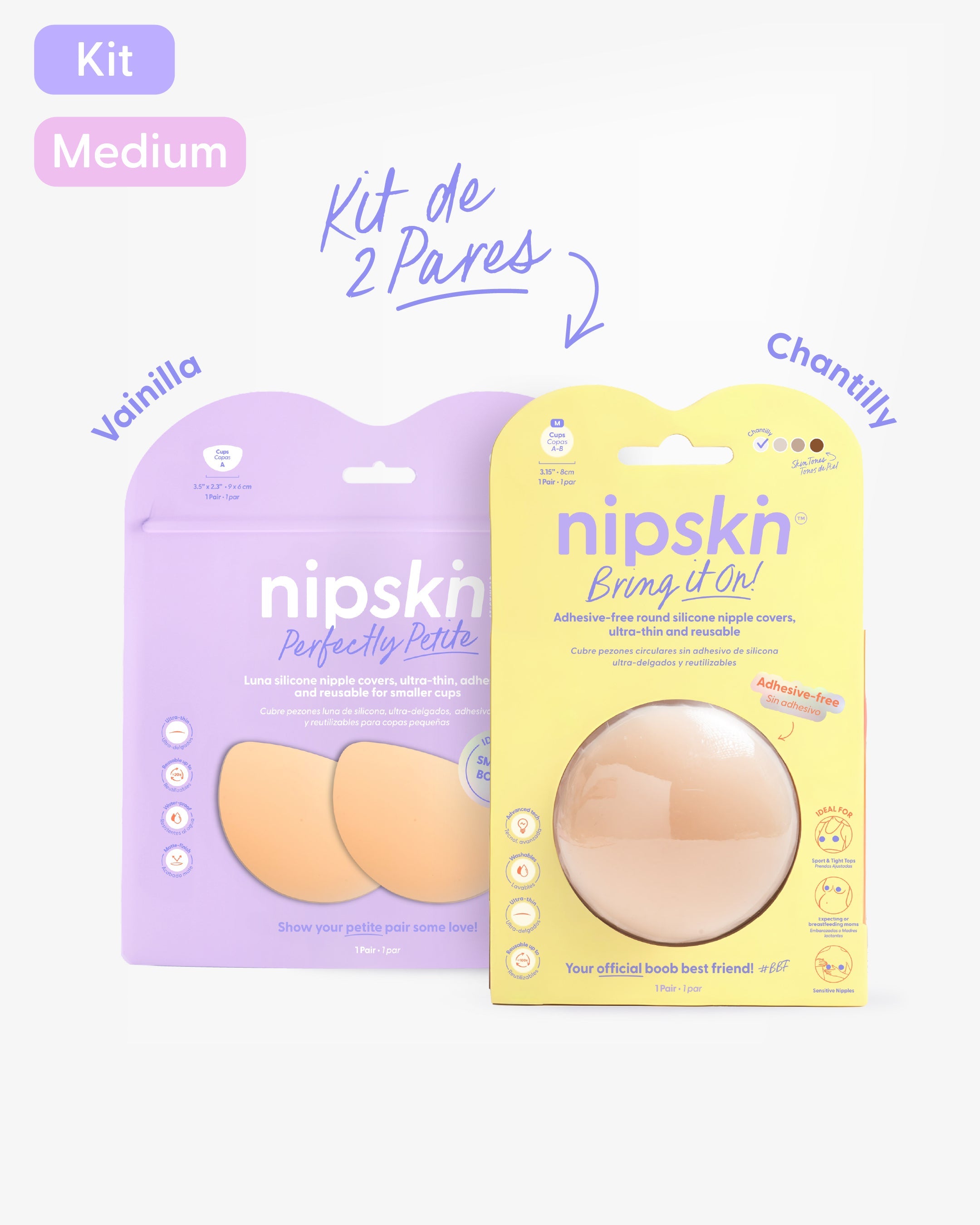 Kit Cubre pezones  Sin Adhesivo + Cubre pezones Senos Pequeños | Nipskin®