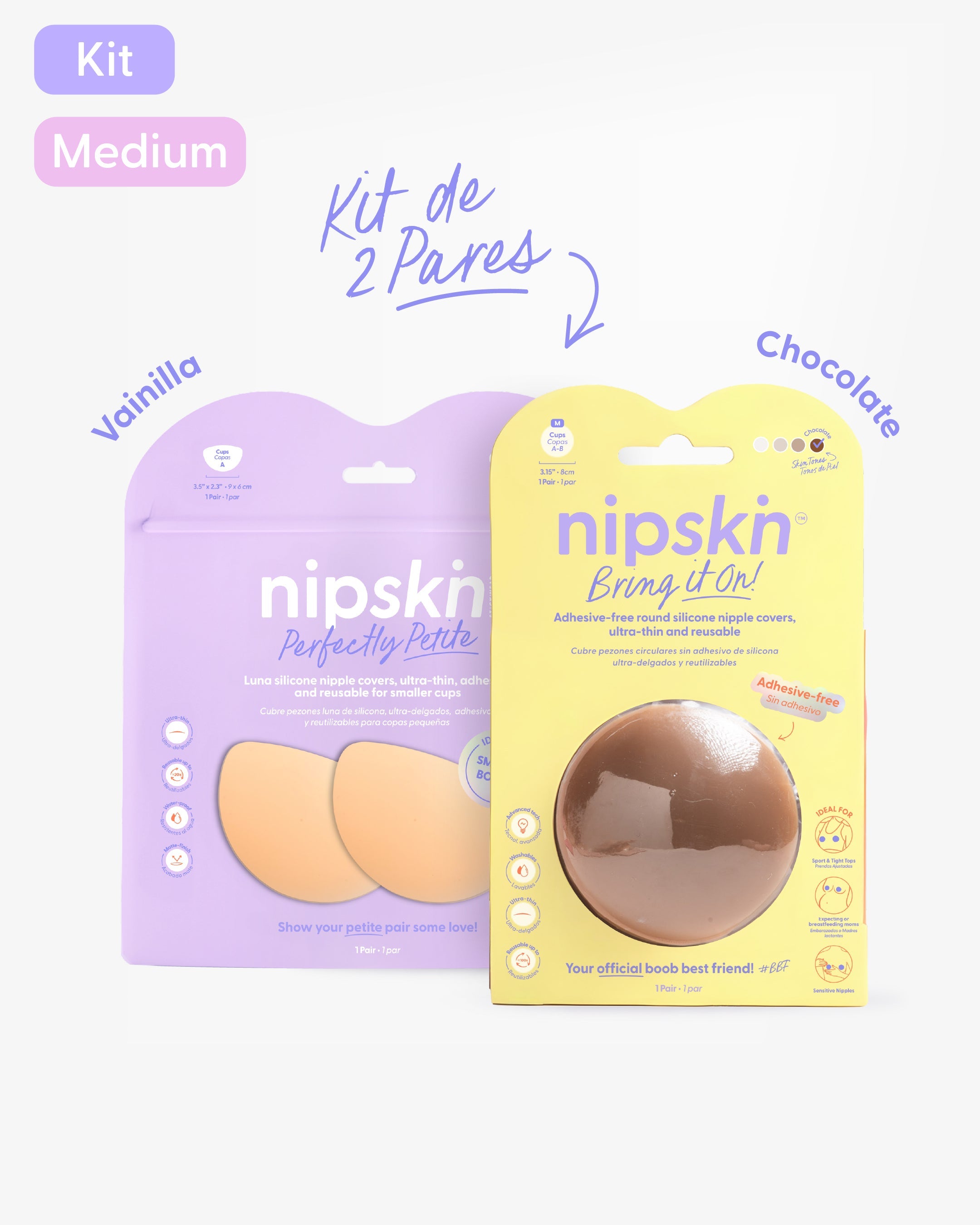 Kit Cubre pezones  Sin Adhesivo + Cubre pezones Senos Pequeños | Nipskin®