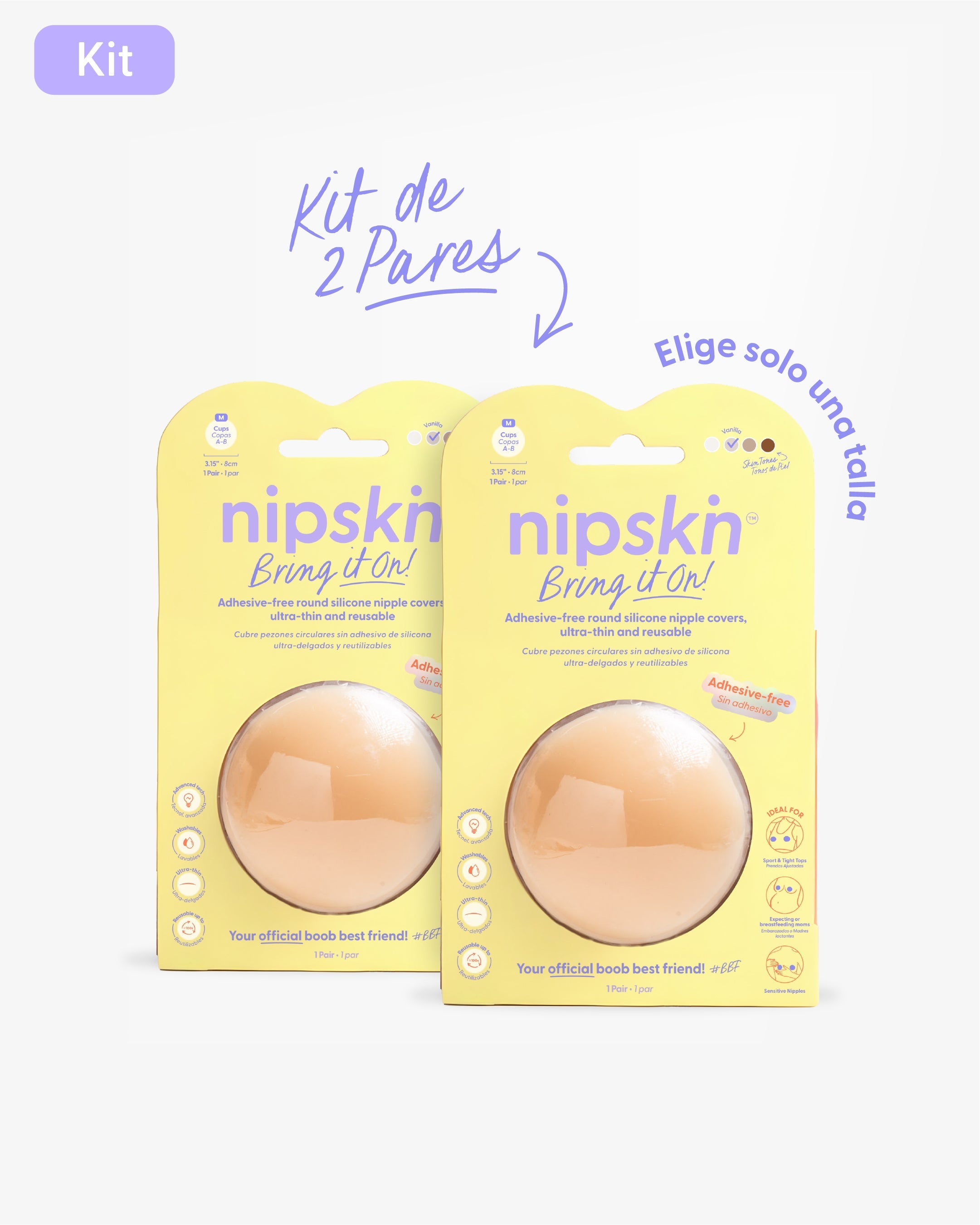 Kit x2 Cubre pezones  Sin Adhesivo Reutilizables, Bring It On | Nipskin®