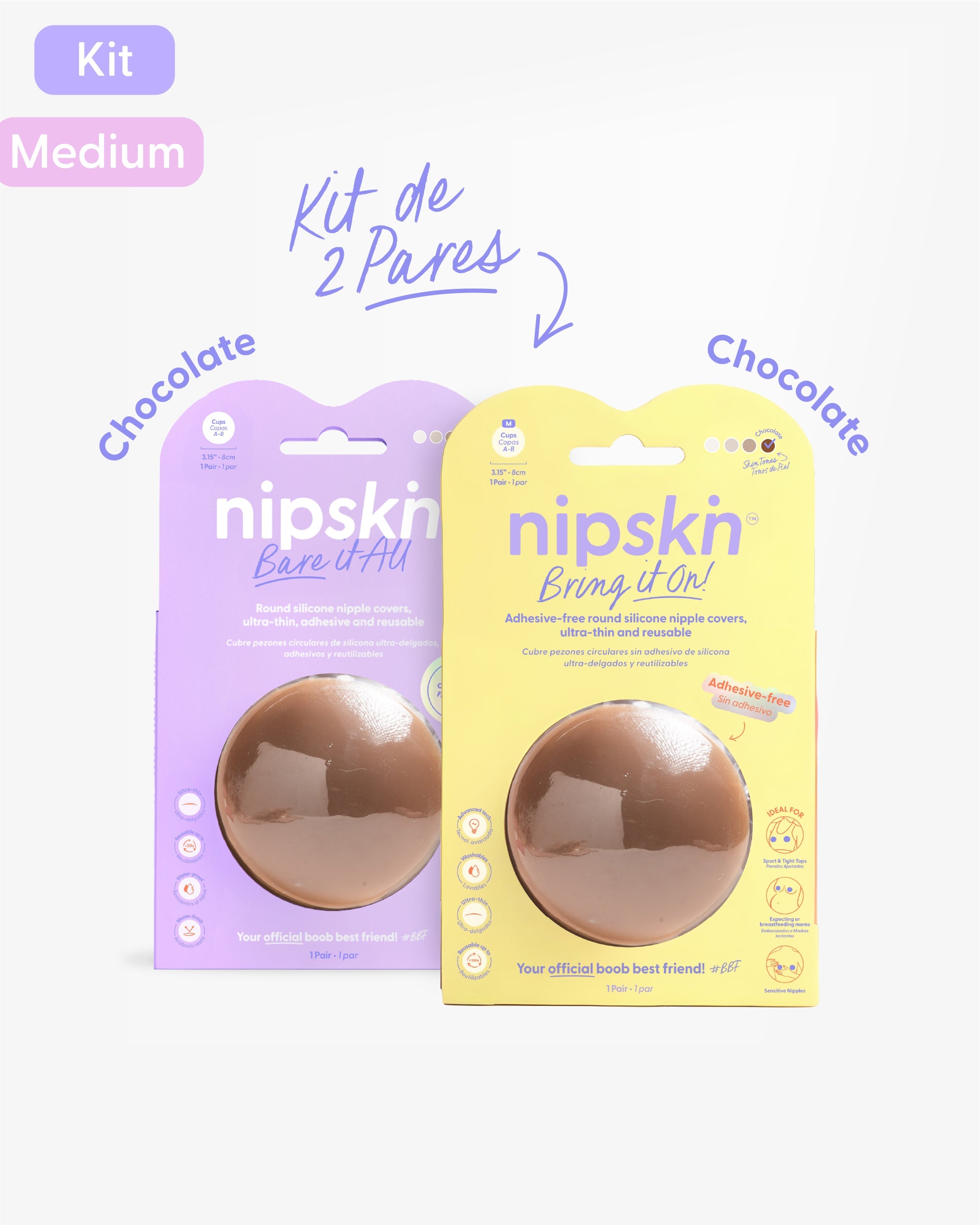 Kit Cubre pezones  Sin Adhesivo + Cubre pezones  Con Adhesivo | Nipskin®