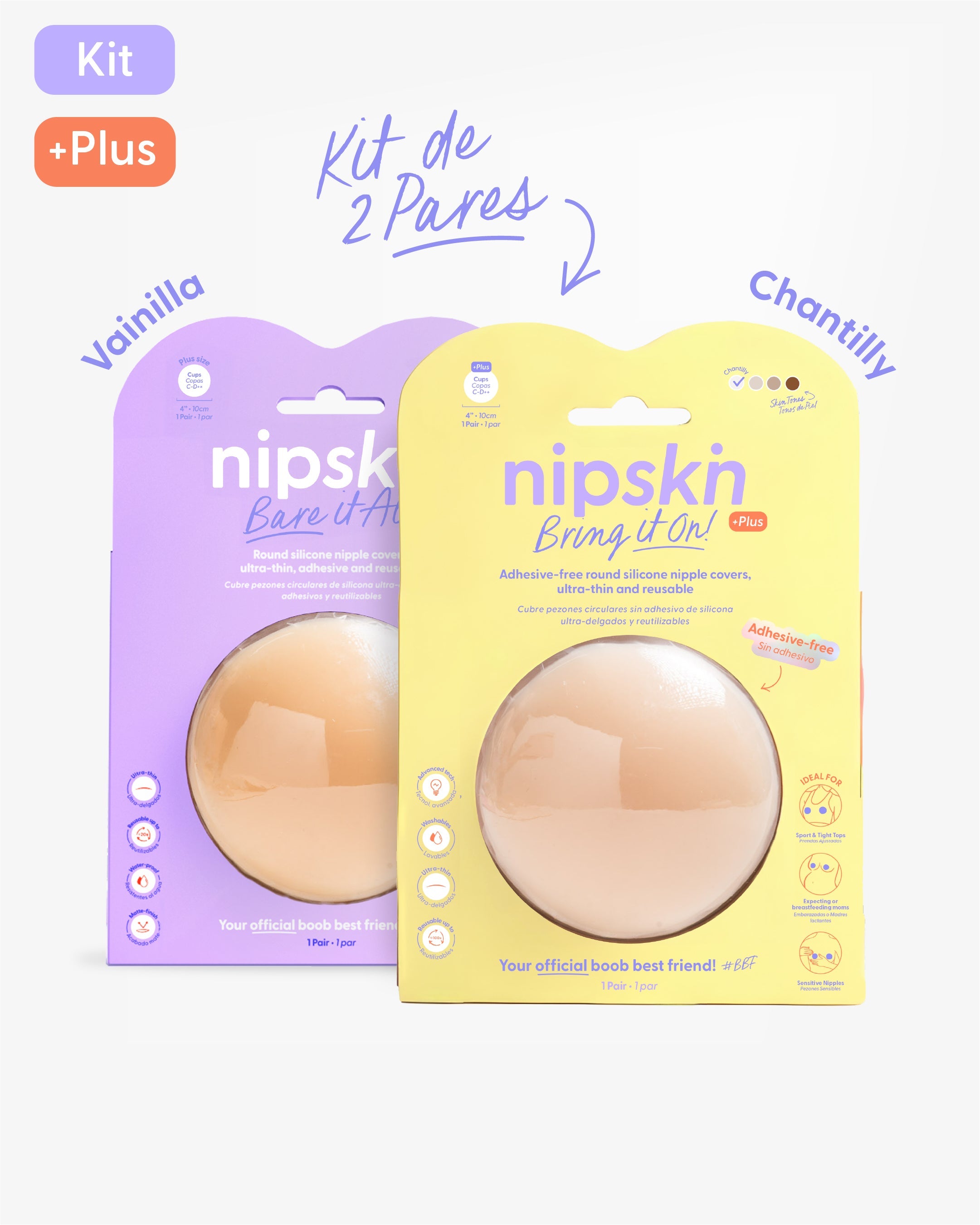 Kit Cubre pezones  Sin Adhesivo + Cubre pezones  Con Adhesivo | Nipskin®