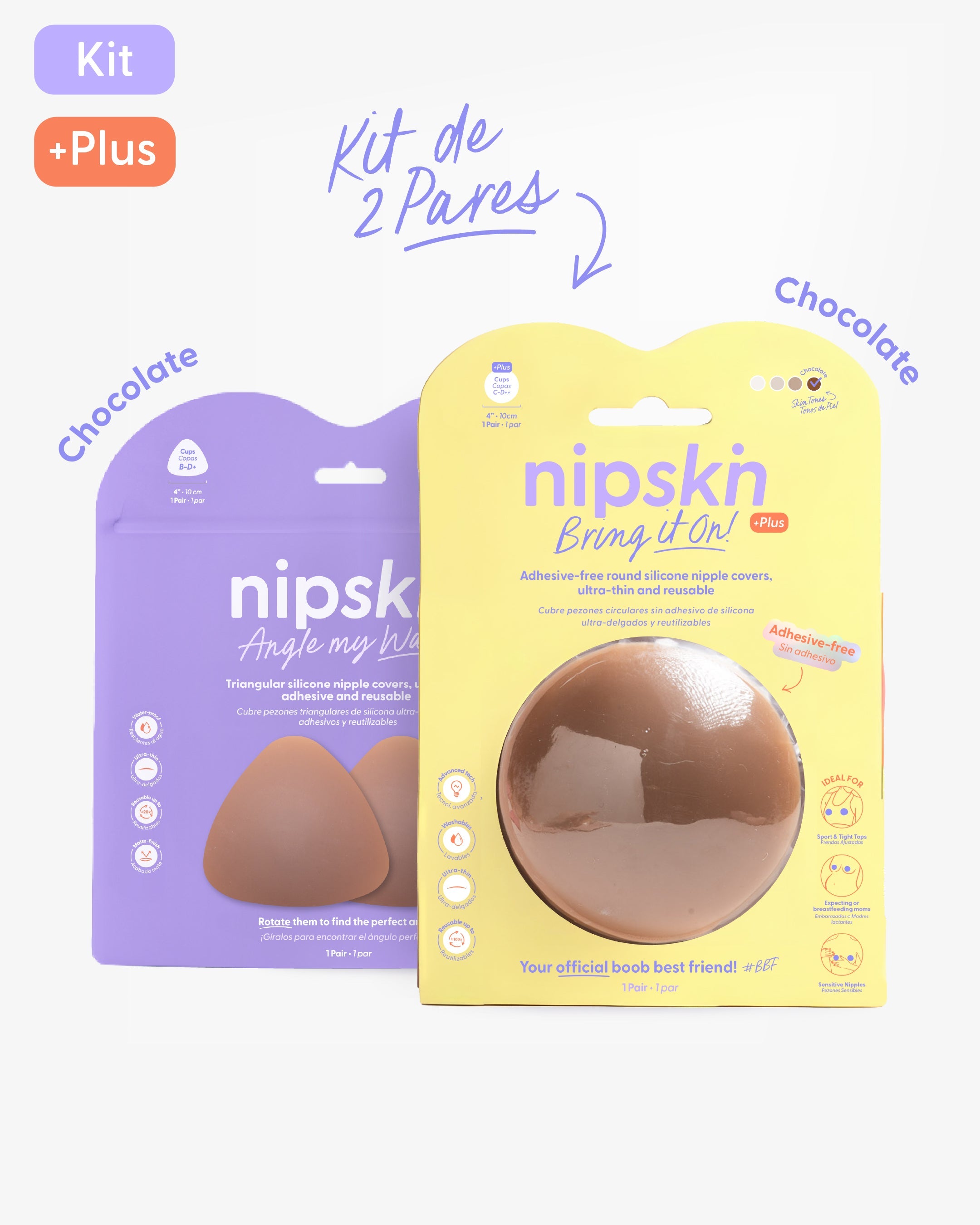 Kit Cubre pezones  Sin Adhesivo + Triangular | Nipskin®