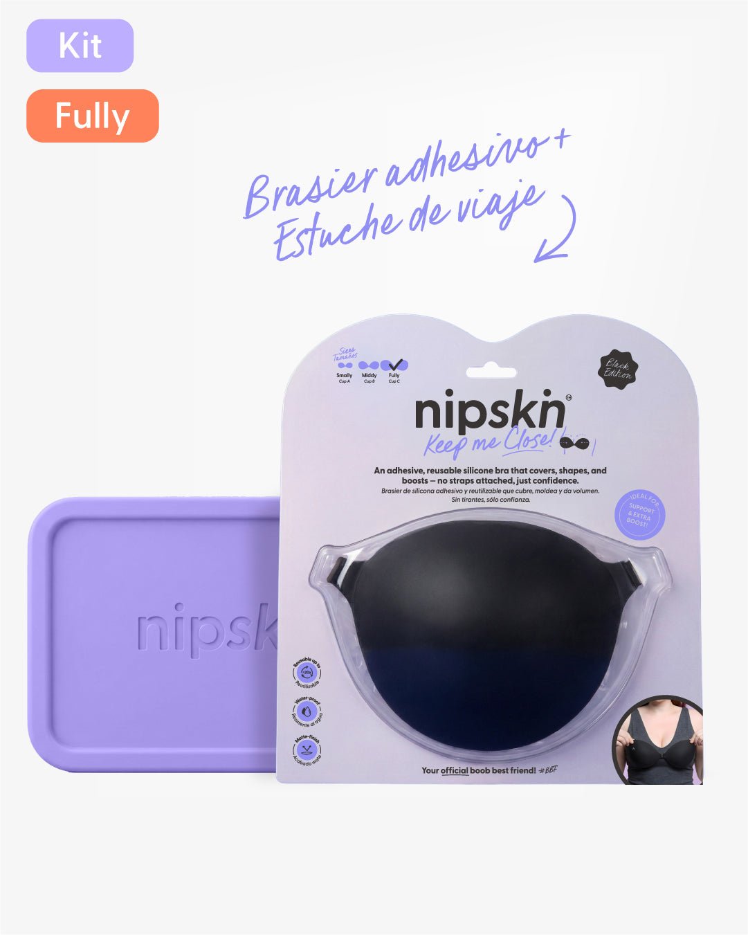 Brasier Invisible Adhesivo de Silicona Negro más Estuche - Nipskin® - Nipskin CR