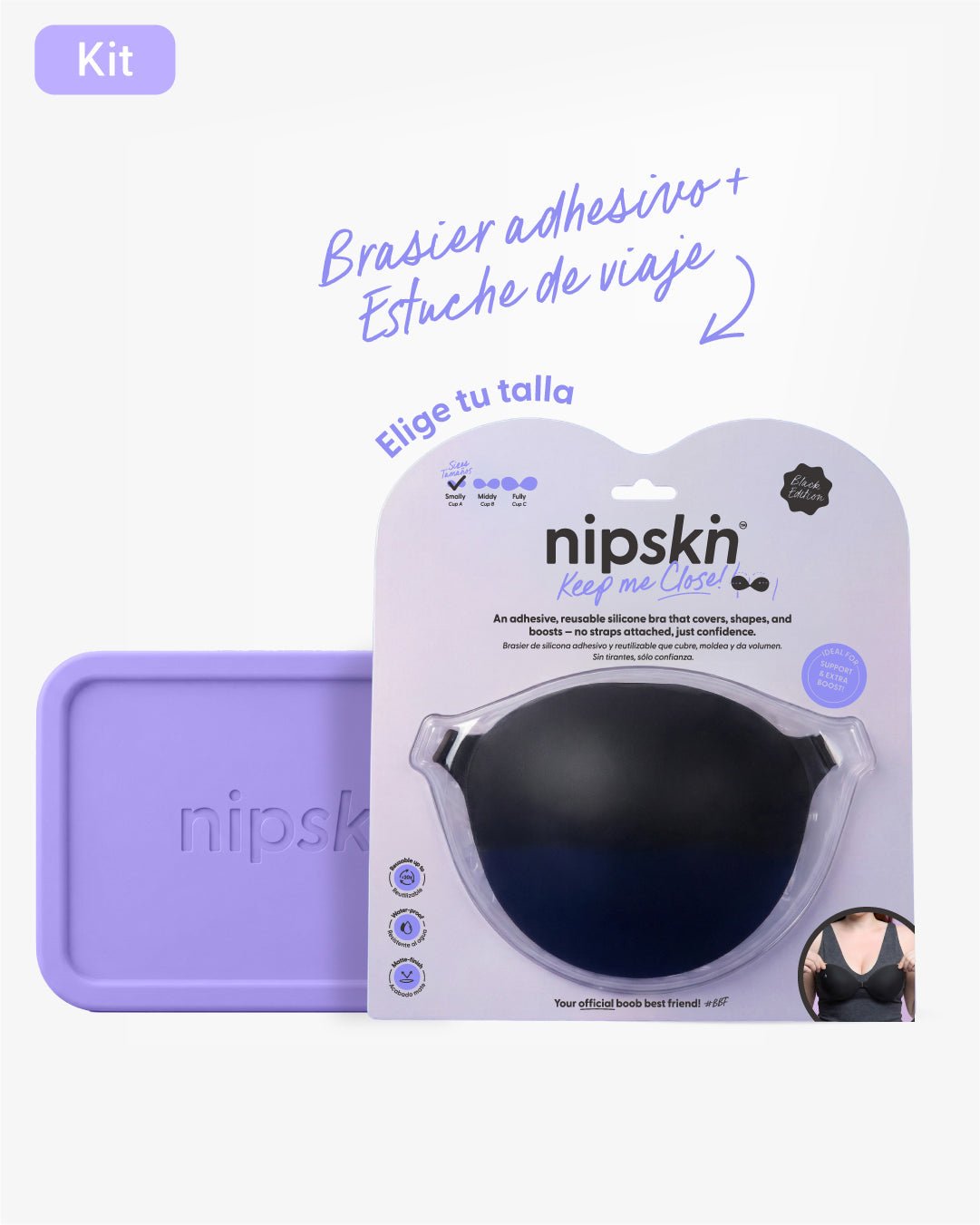 Brasier Invisible Adhesivo de Silicona Negro más Estuche - Nipskin® - Nipskin CR