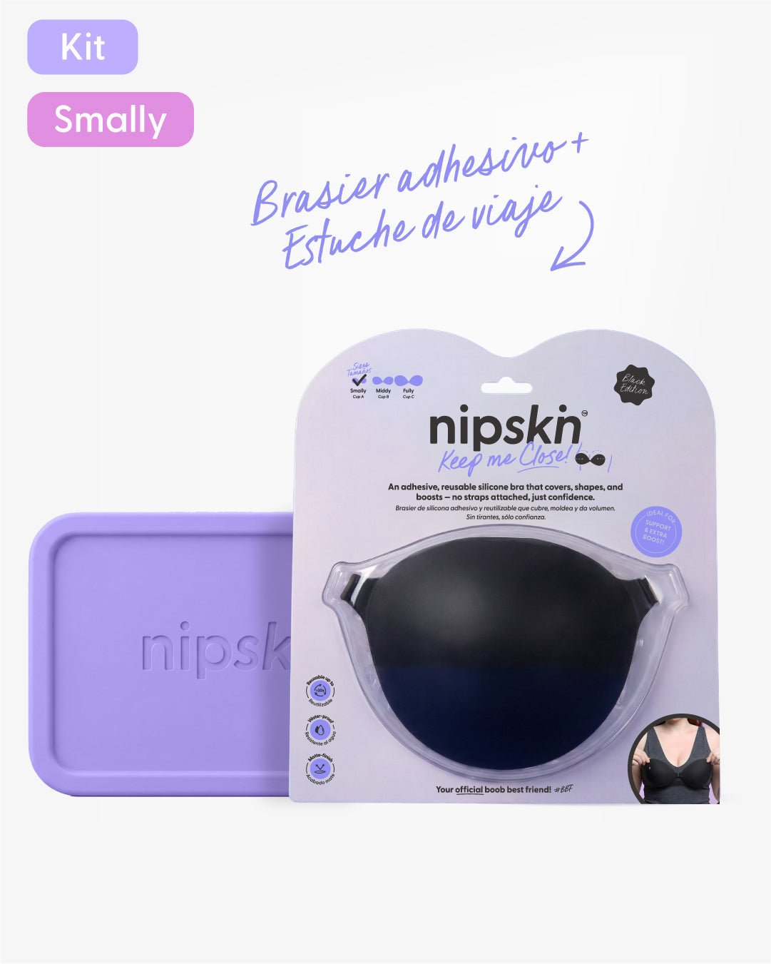 Brasier Invisible Adhesivo de Silicona Negro más Estuche - Nipskin® - Nipskin CR