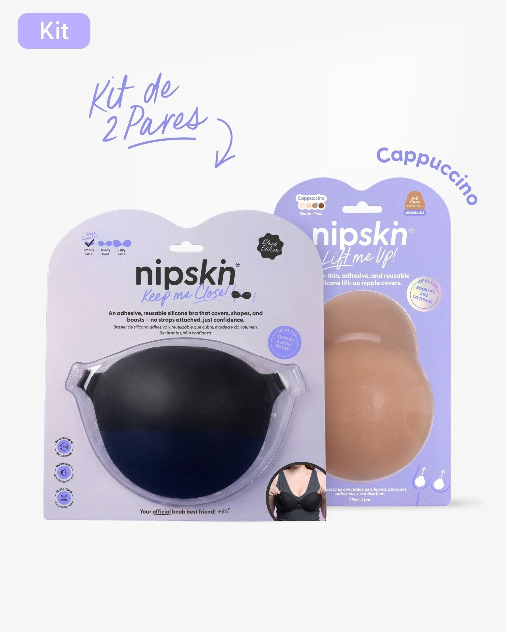 Kit Brasier Adhesivo + Copas Adhesivas en Silicona Para Levantar busto (Talla M) - Nipskin® - Nipskin CR