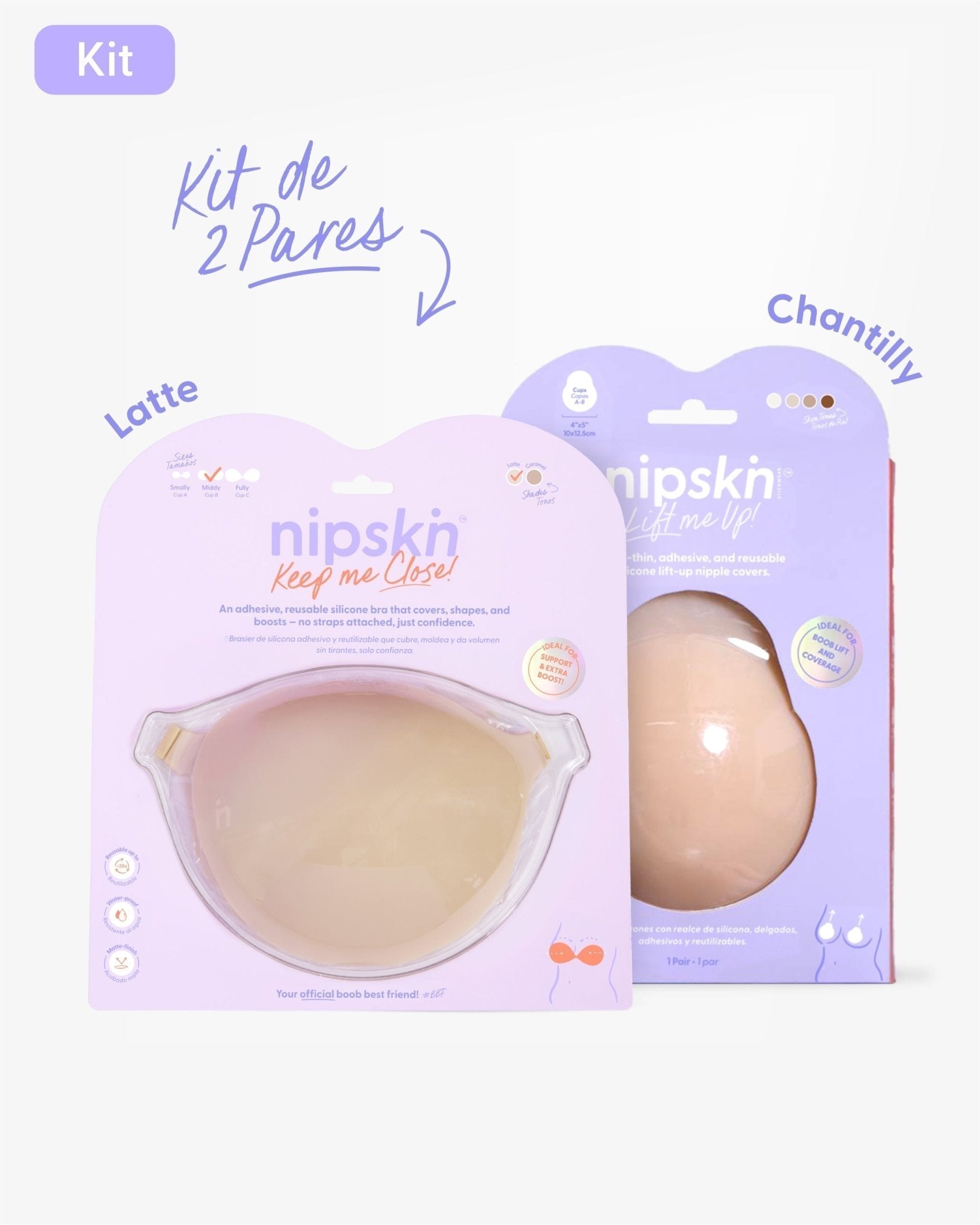 Kit Brasier Adhesivo + Copas Adhesivas en Silicona Para Levantar busto (Talla M) - Nipskin® - Nipskin CR