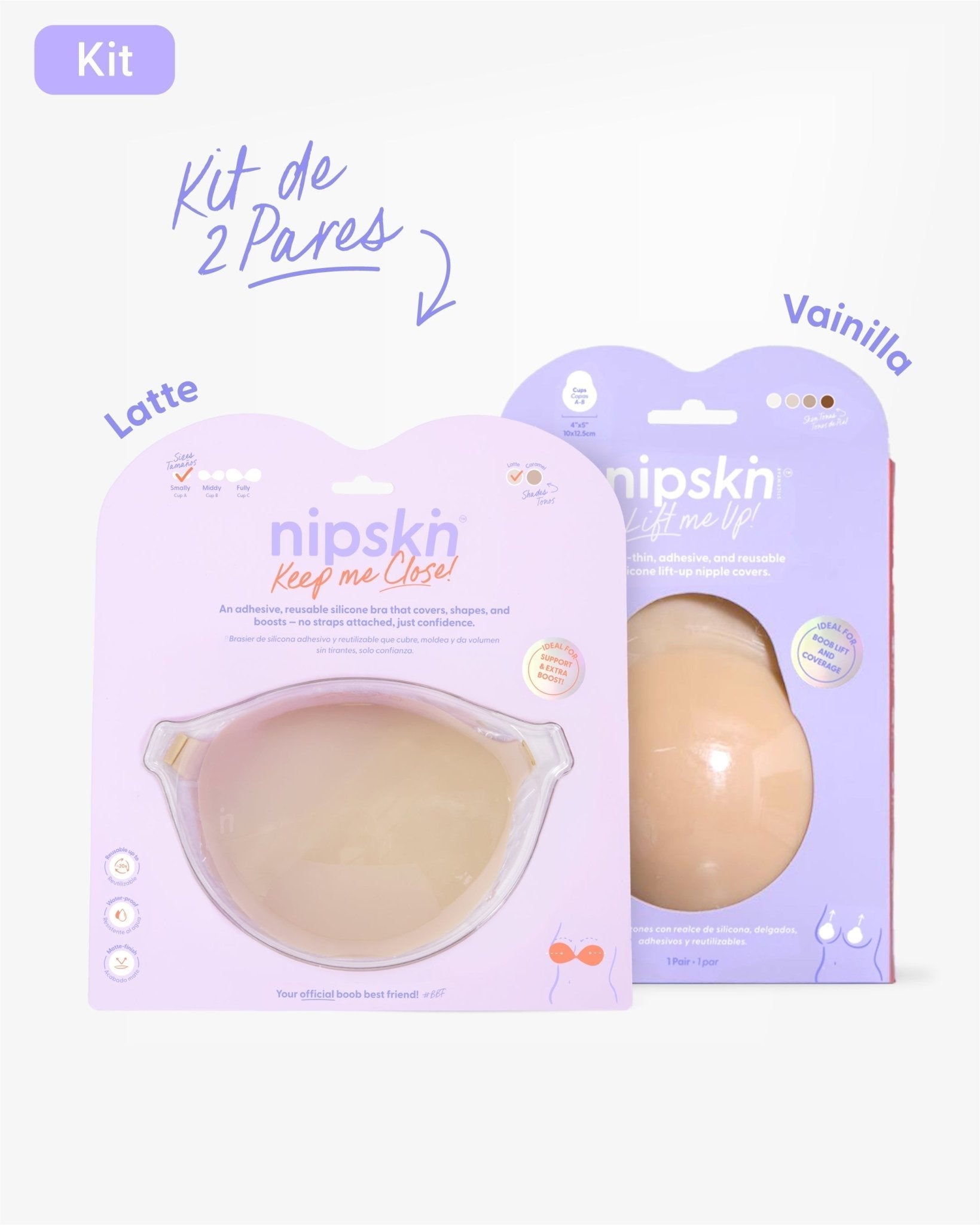 Kit Brasier Adhesivo + Copas Adhesivas en Silicona Para Levantar busto (Talla M) - Nipskin® - Nipskin CR