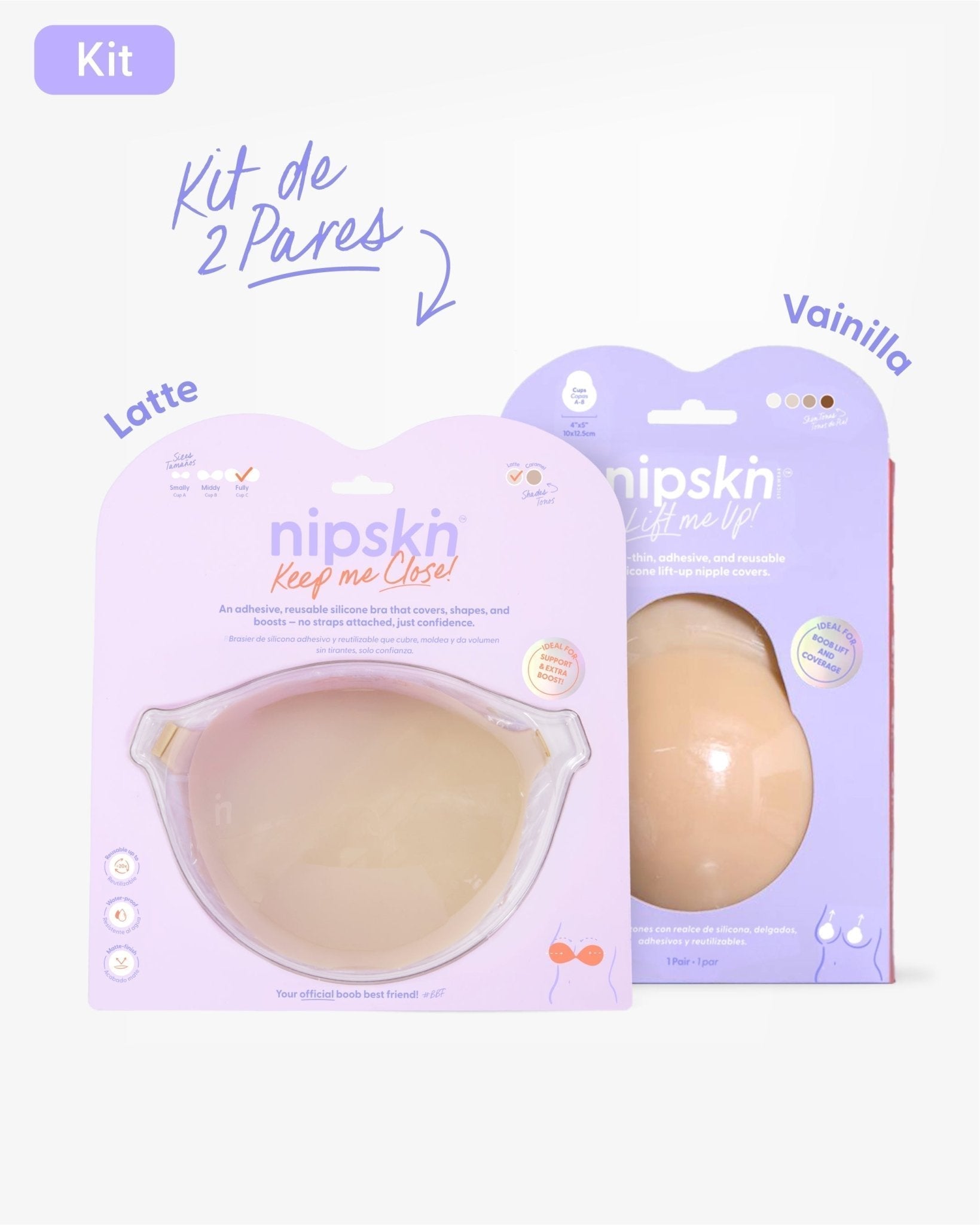Kit Brasier Adhesivo + Copas Adhesivas en Silicona Para Levantar busto (Talla M) - Nipskin® - Nipskin CR