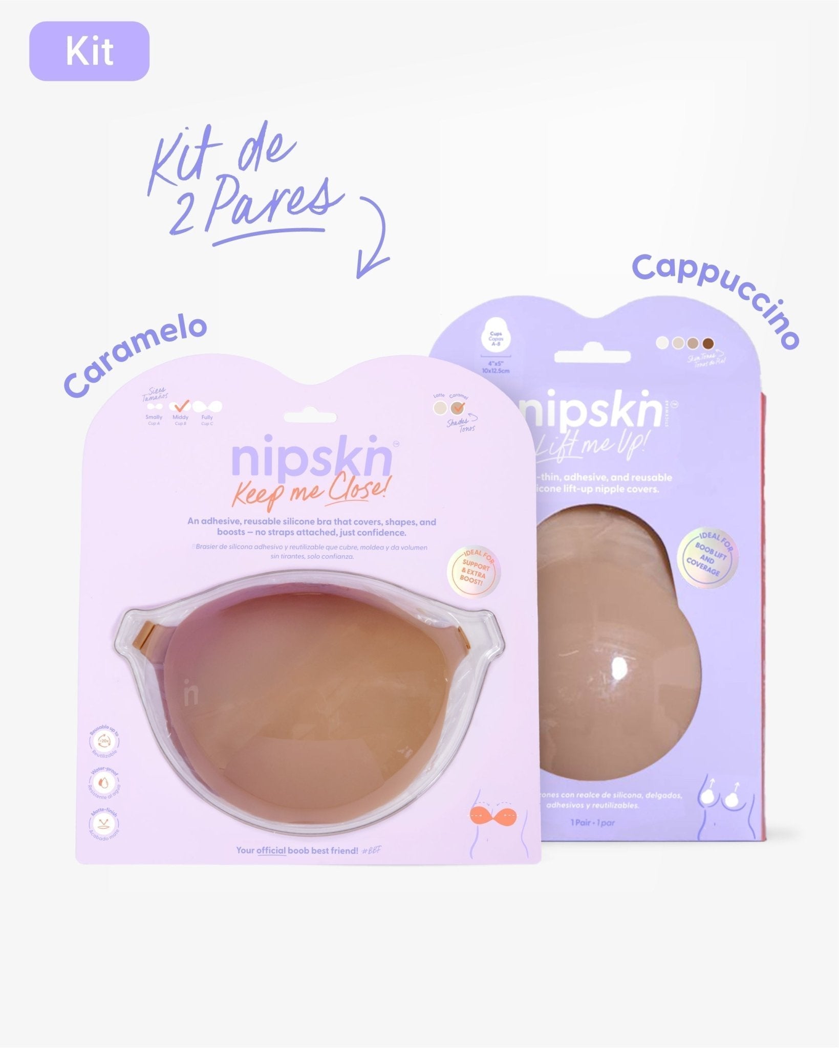 Kit Brasier Adhesivo + Copas Adhesivas en Silicona Para Levantar busto (Talla M) - Nipskin® - Nipskin CR