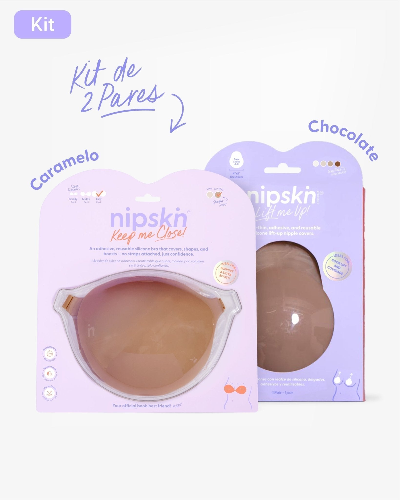 Kit Brasier Adhesivo + Copas Adhesivas en Silicona Para Levantar busto (Talla M) - Nipskin® - Nipskin CR