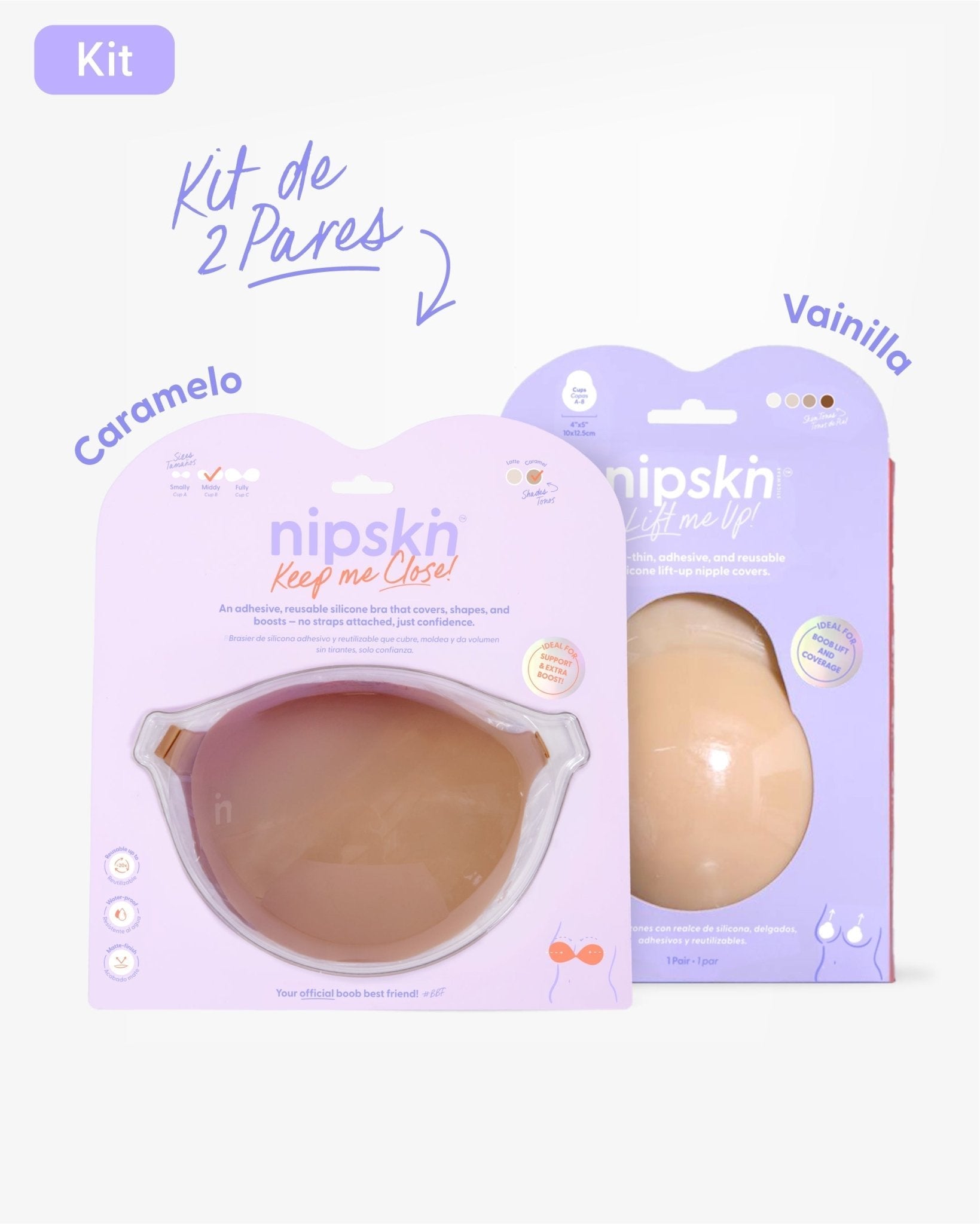 Kit Brasier Adhesivo + Copas Adhesivas en Silicona Para Levantar busto (Talla M) - Nipskin® - Nipskin CR