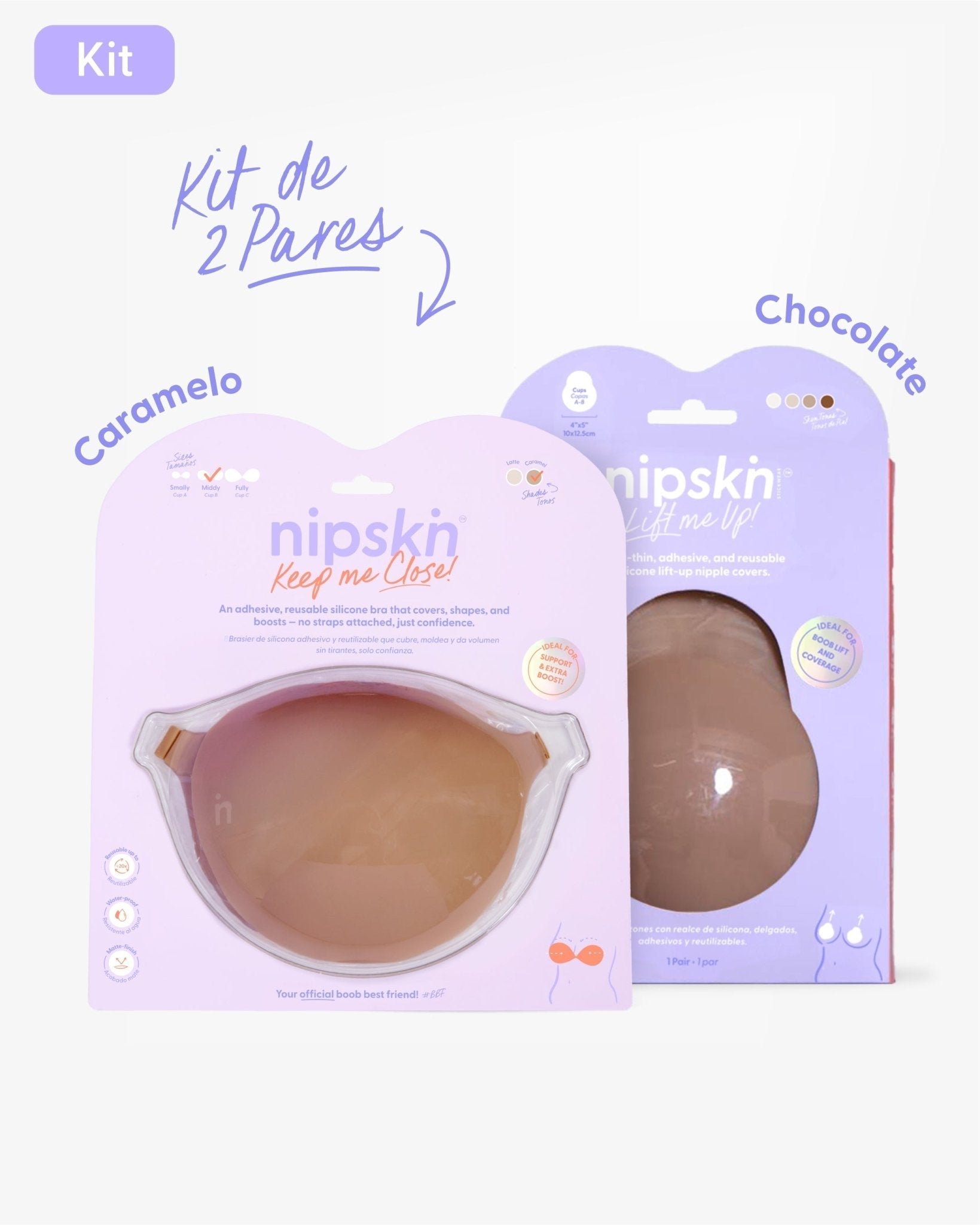 Kit Brasier Adhesivo + Copas Adhesivas en Silicona Para Levantar busto (Talla M) - Nipskin® - Nipskin CR