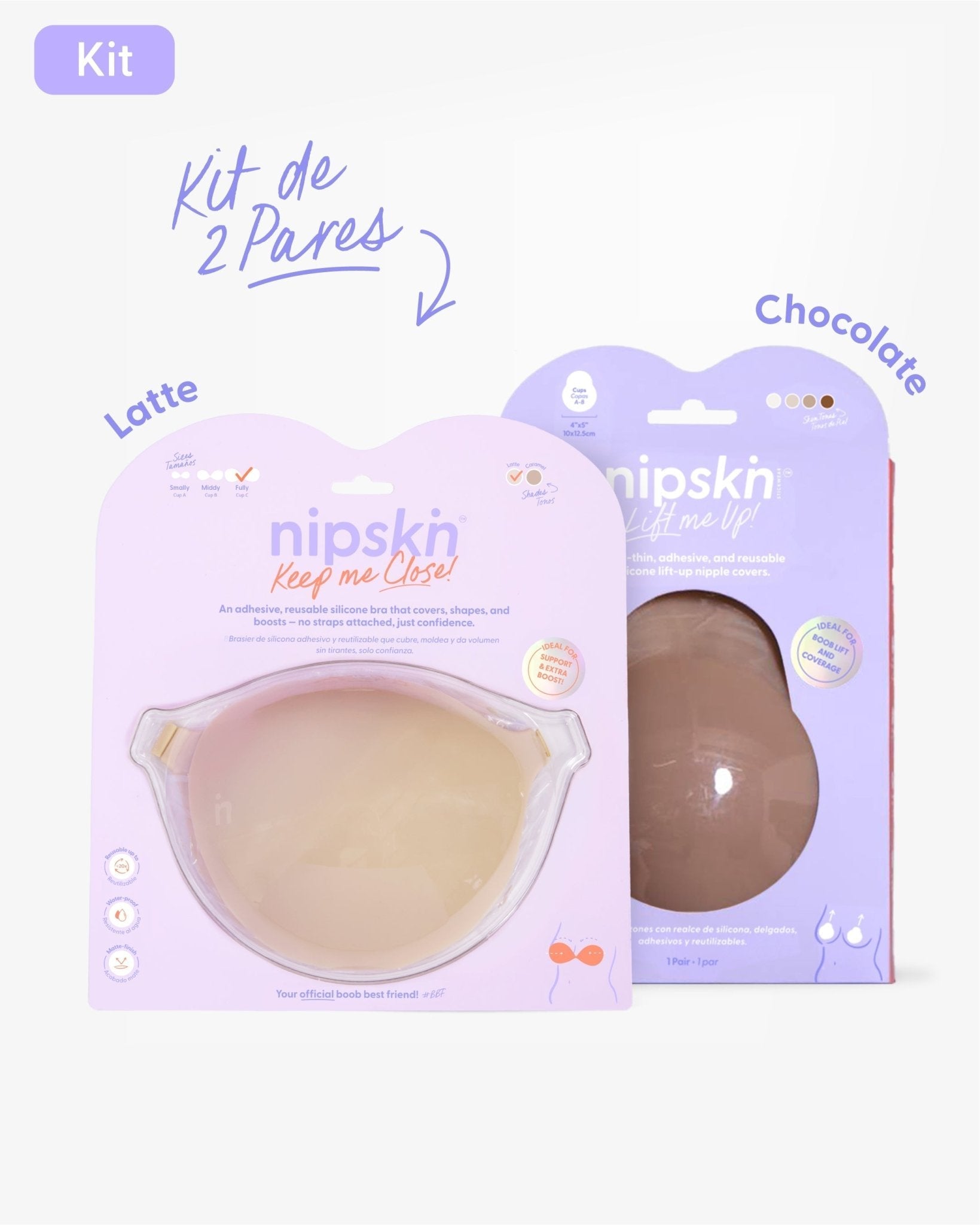 Kit Brasier Adhesivo + Copas Adhesivas en Silicona Para Levantar busto (Talla M) - Nipskin® - Nipskin CR