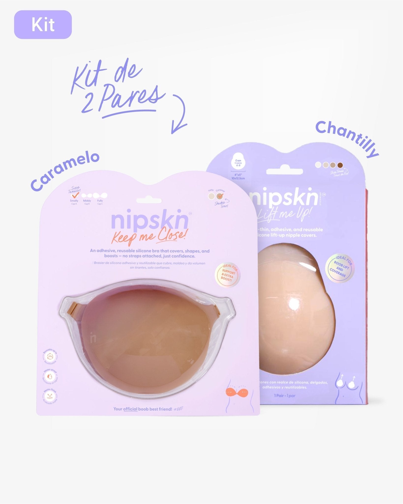 Kit Brasier Adhesivo + Copas Adhesivas en Silicona Para Levantar busto (Talla M) - Nipskin® - Nipskin CR