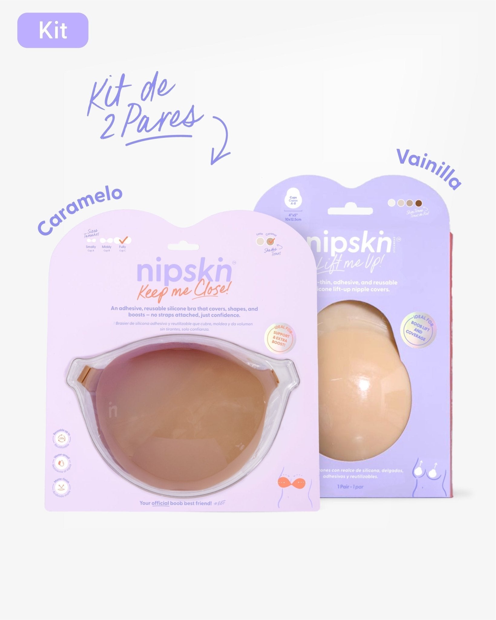 Kit Brasier Adhesivo + Copas Adhesivas en Silicona Para Levantar busto (Talla M) - Nipskin® - Nipskin CR