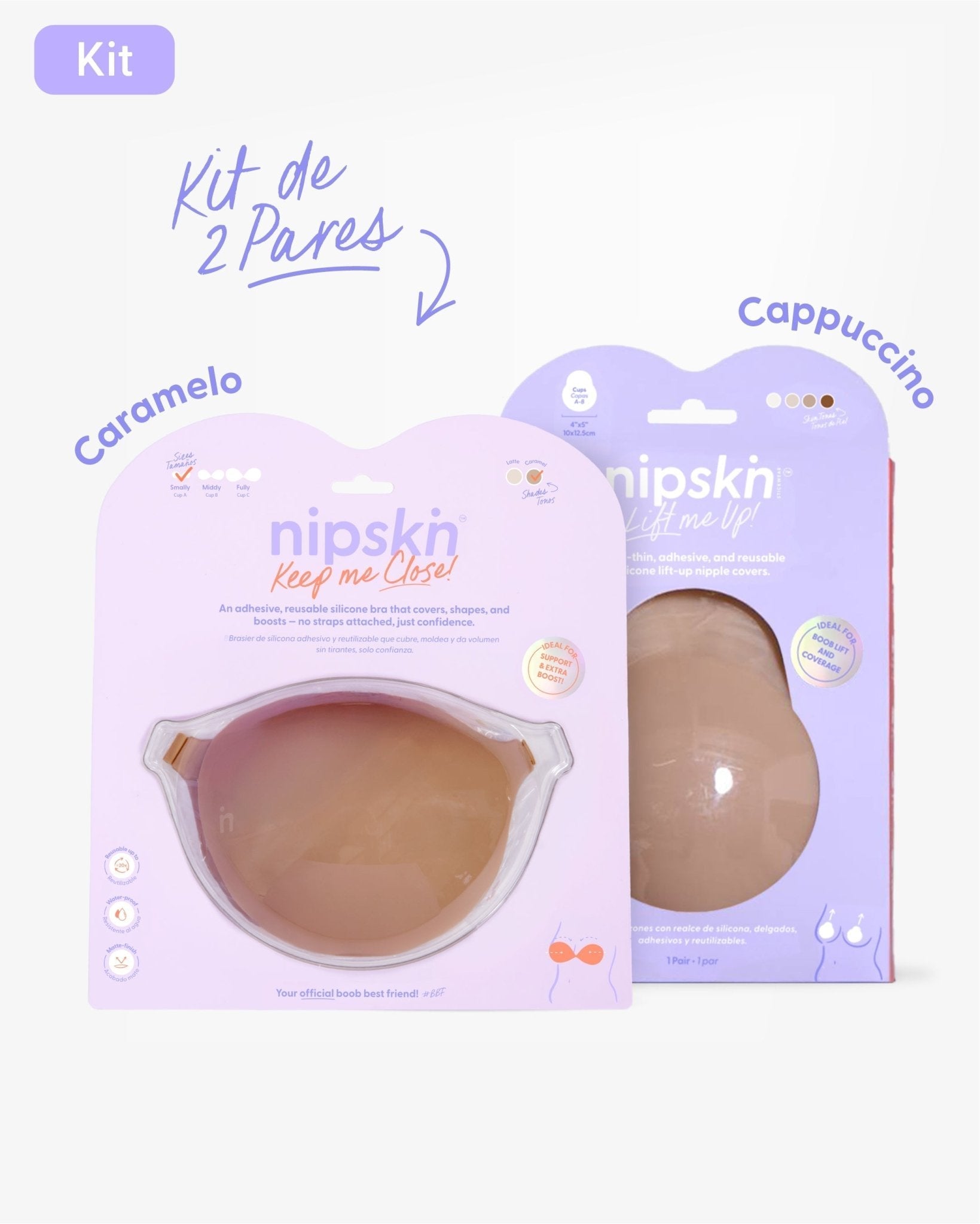 Kit Brasier Adhesivo + Copas Adhesivas en Silicona Para Levantar busto (Talla M) - Nipskin® - Nipskin CR