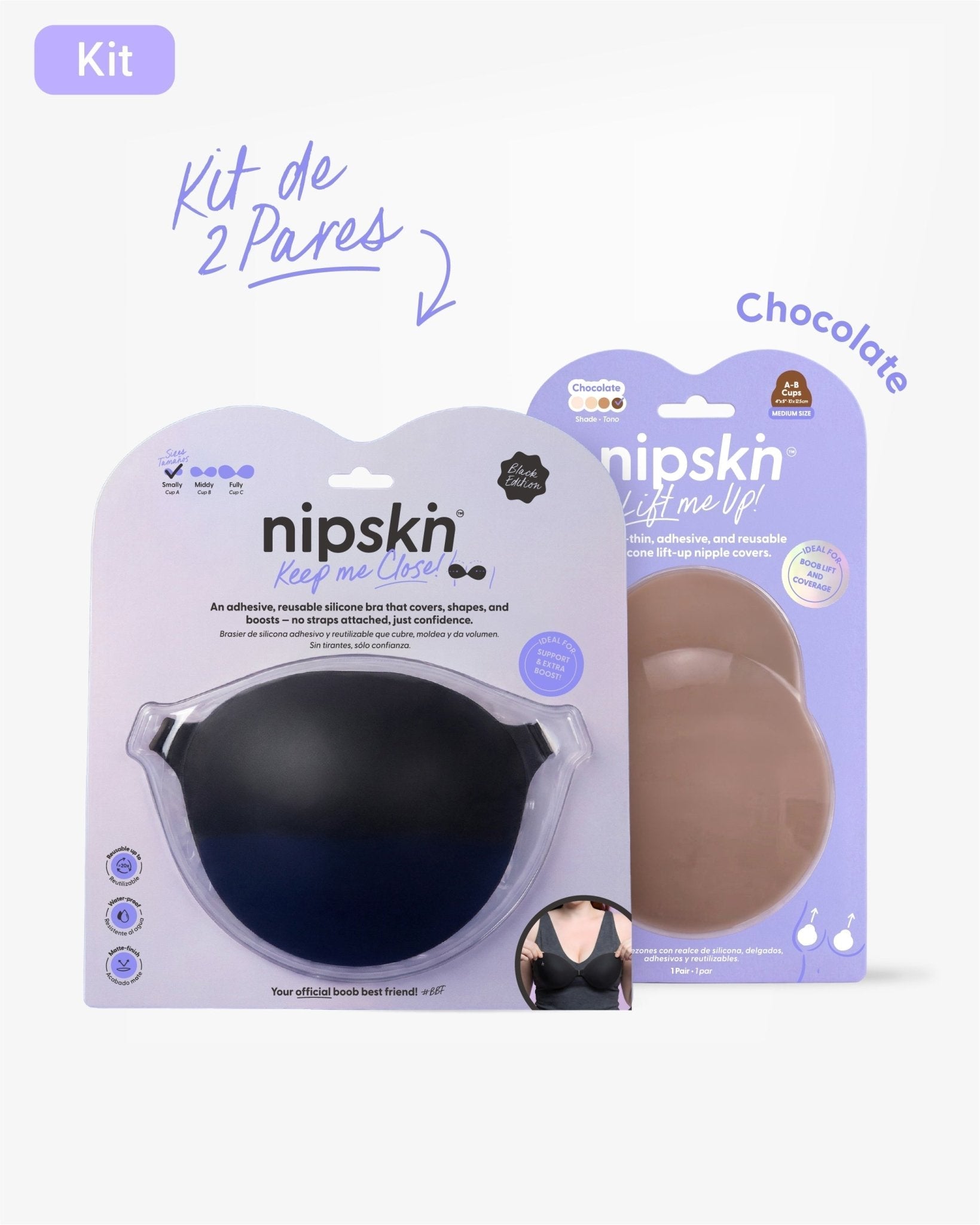 Kit Brasier Adhesivo + Copas Adhesivas en Silicona Para Levantar busto (Talla M) - Nipskin® - Nipskin CR