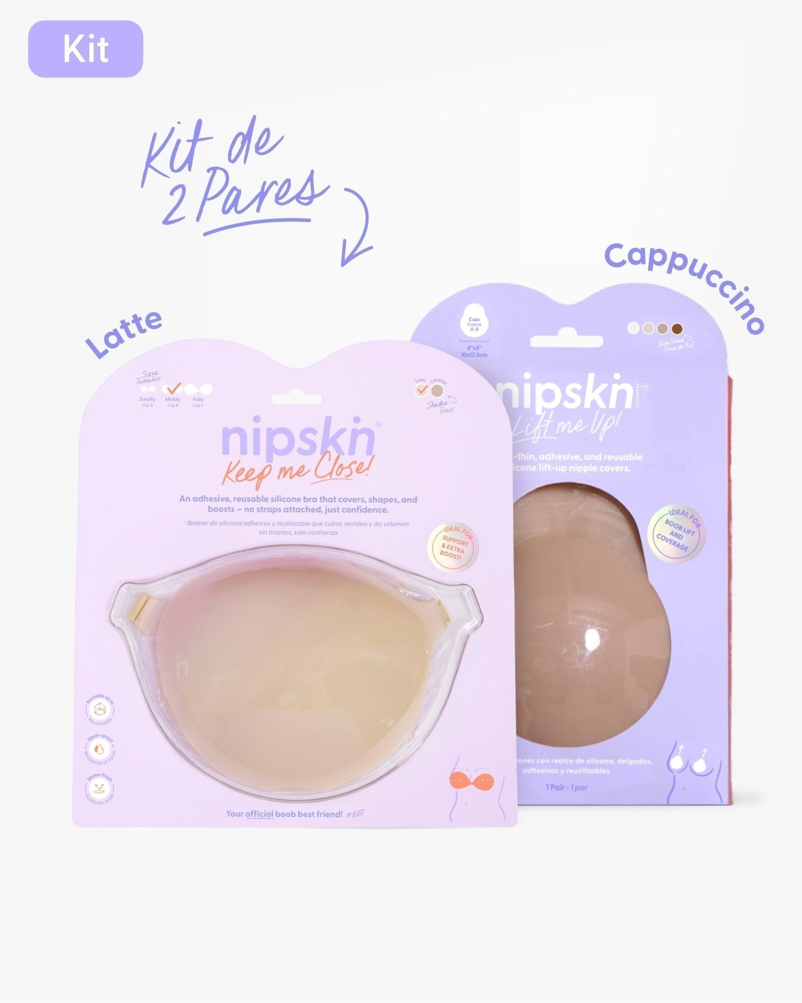 Kit Brasier Adhesivo + Copas Adhesivas en Silicona Para Levantar busto (Talla M) - Nipskin® - Nipskin CR