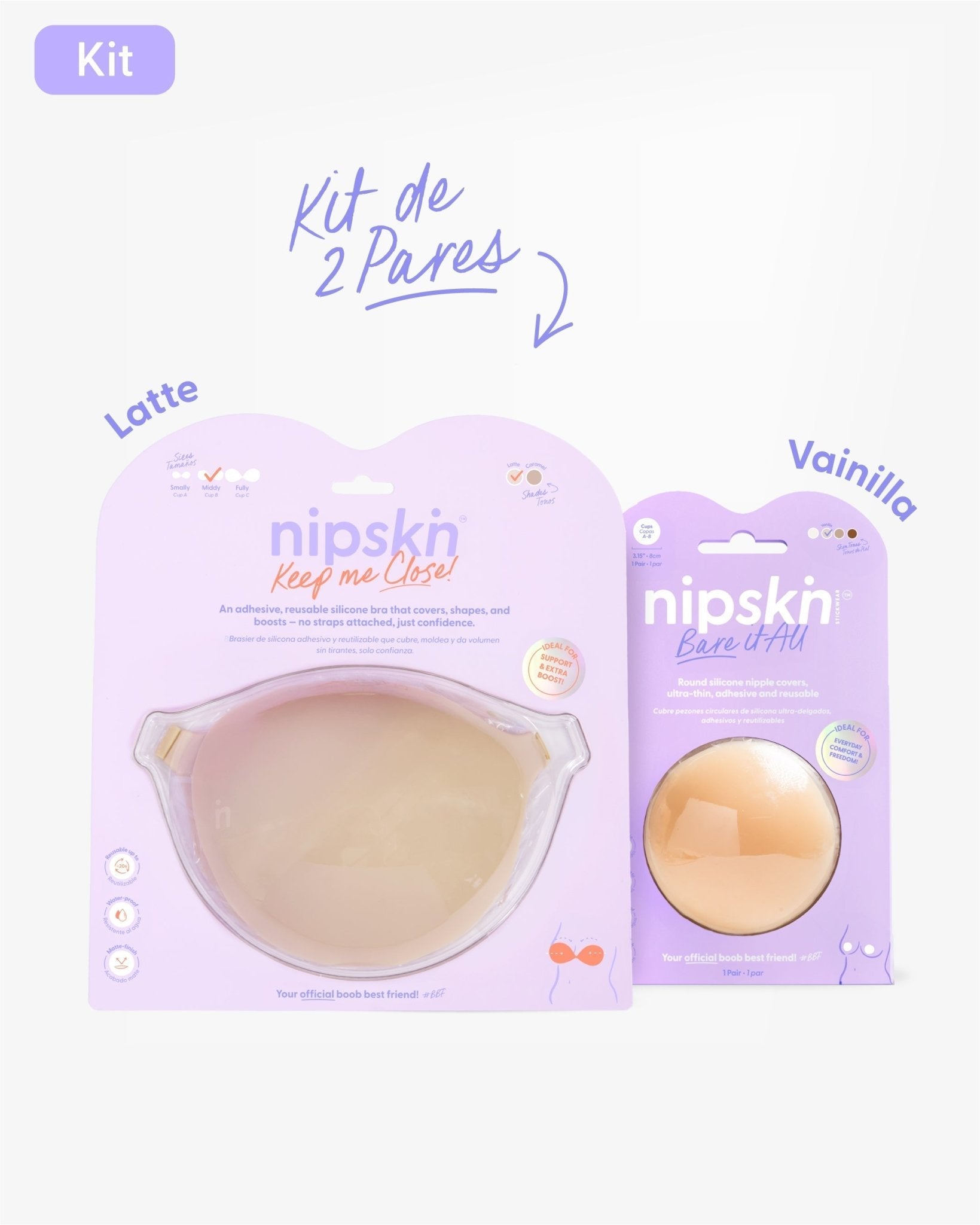 Kit Brasier Adhesivo + Cubre Pezón de Silicona (Talla M) - Nipskin® - Nipskin CR