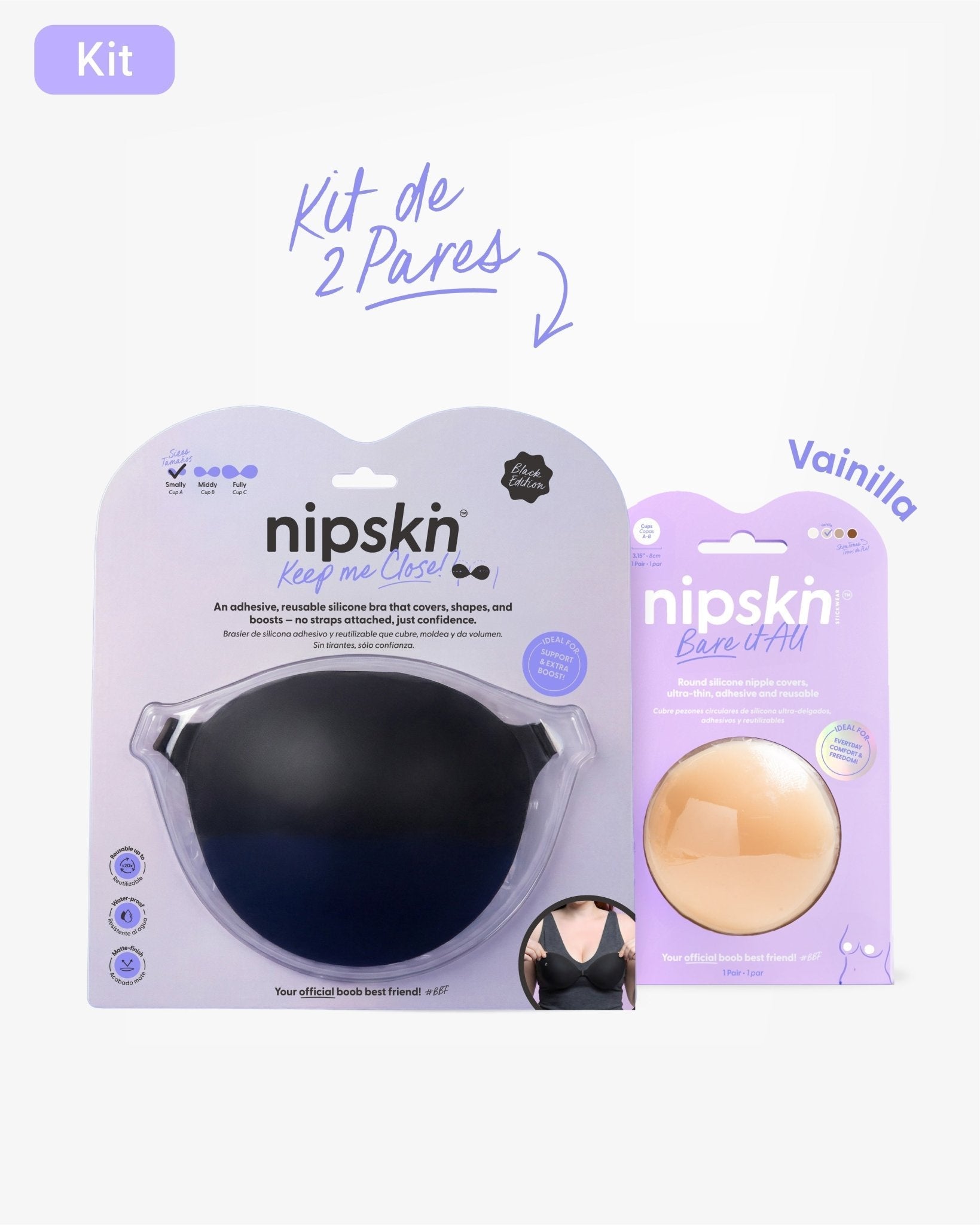 Kit Brasier Adhesivo + Cubre Pezón de Silicona (Talla M) - Nipskin® - Nipskin CR