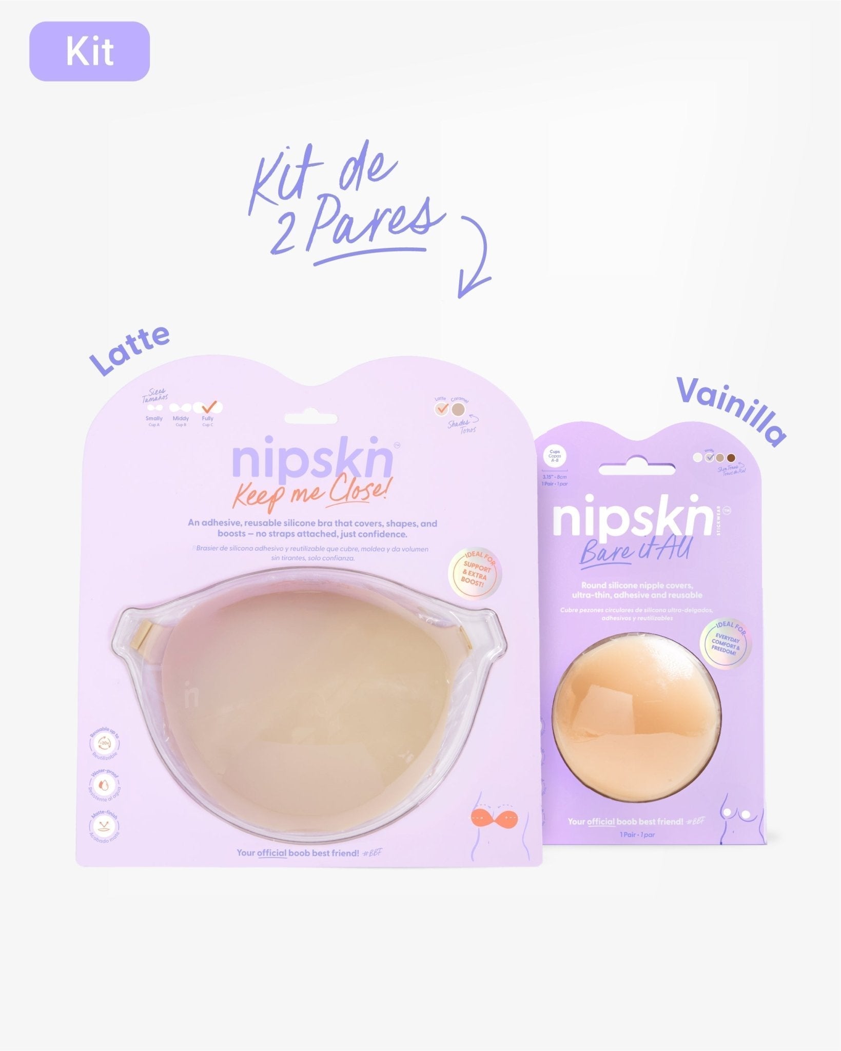 Kit Brasier Adhesivo + Cubre Pezón de Silicona (Talla M) - Nipskin® - Nipskin CR