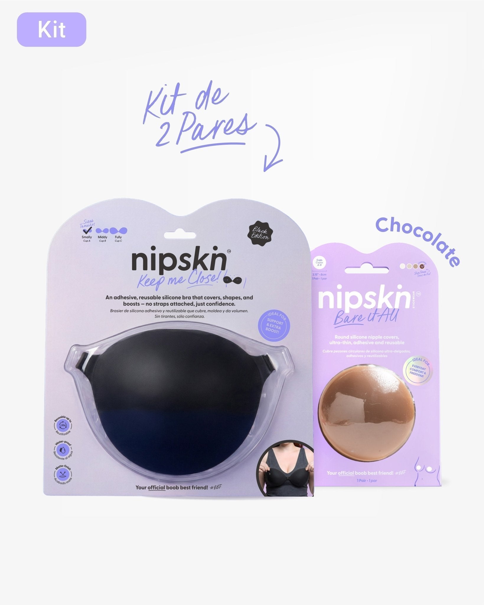 Kit Brasier Adhesivo + Cubre Pezón de Silicona (Talla M) - Nipskin® - Nipskin CR