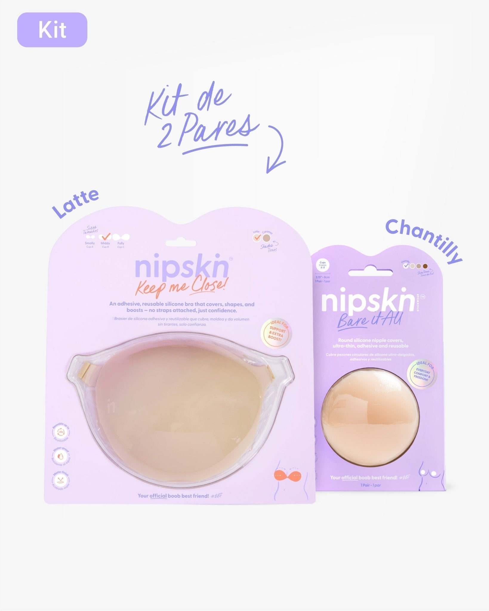 Kit Brasier Adhesivo + Cubre Pezón de Silicona (Talla M) - Nipskin® - Nipskin CR
