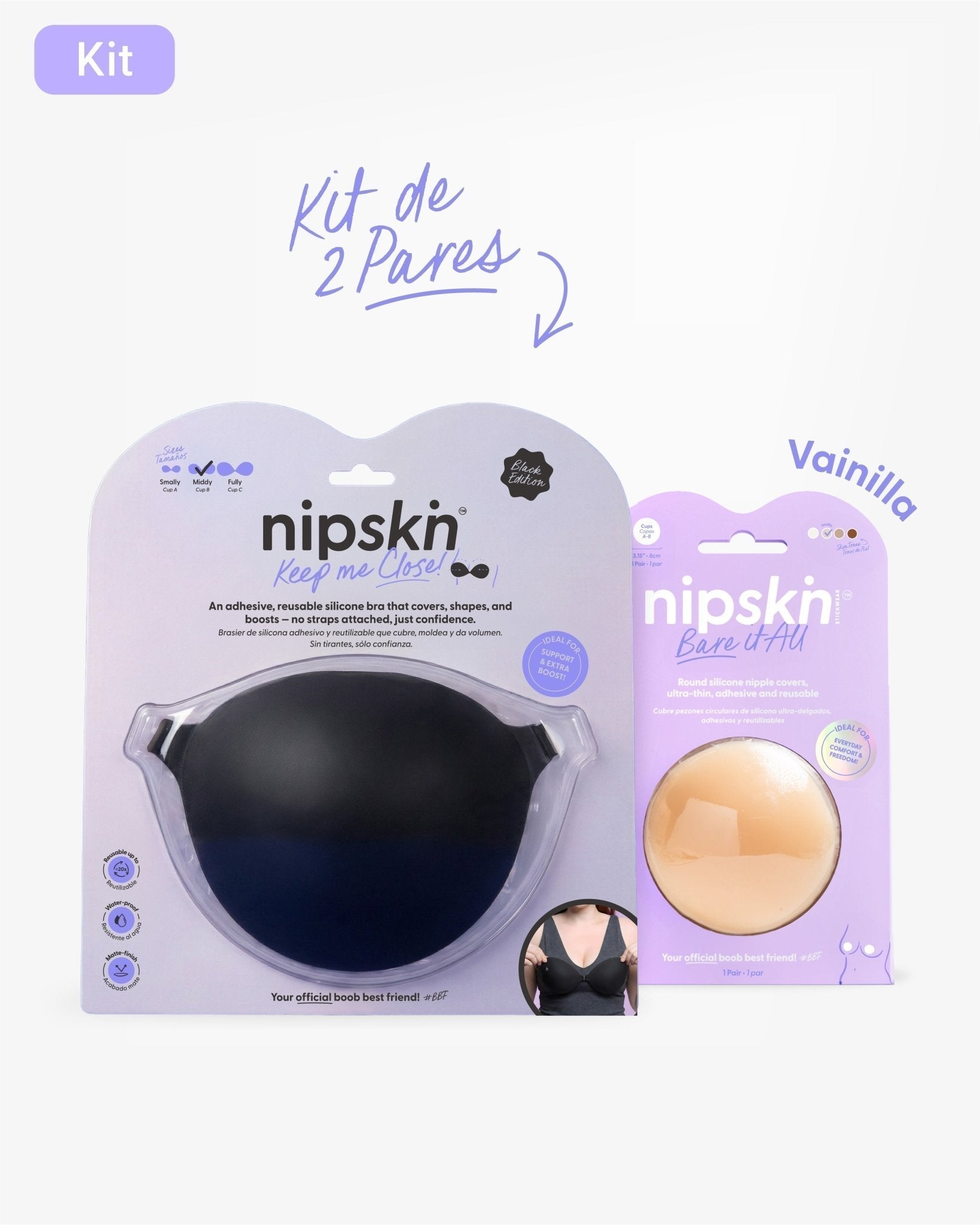 Kit Brasier Adhesivo + Cubre Pezón de Silicona (Talla M) - Nipskin® - Nipskin CR