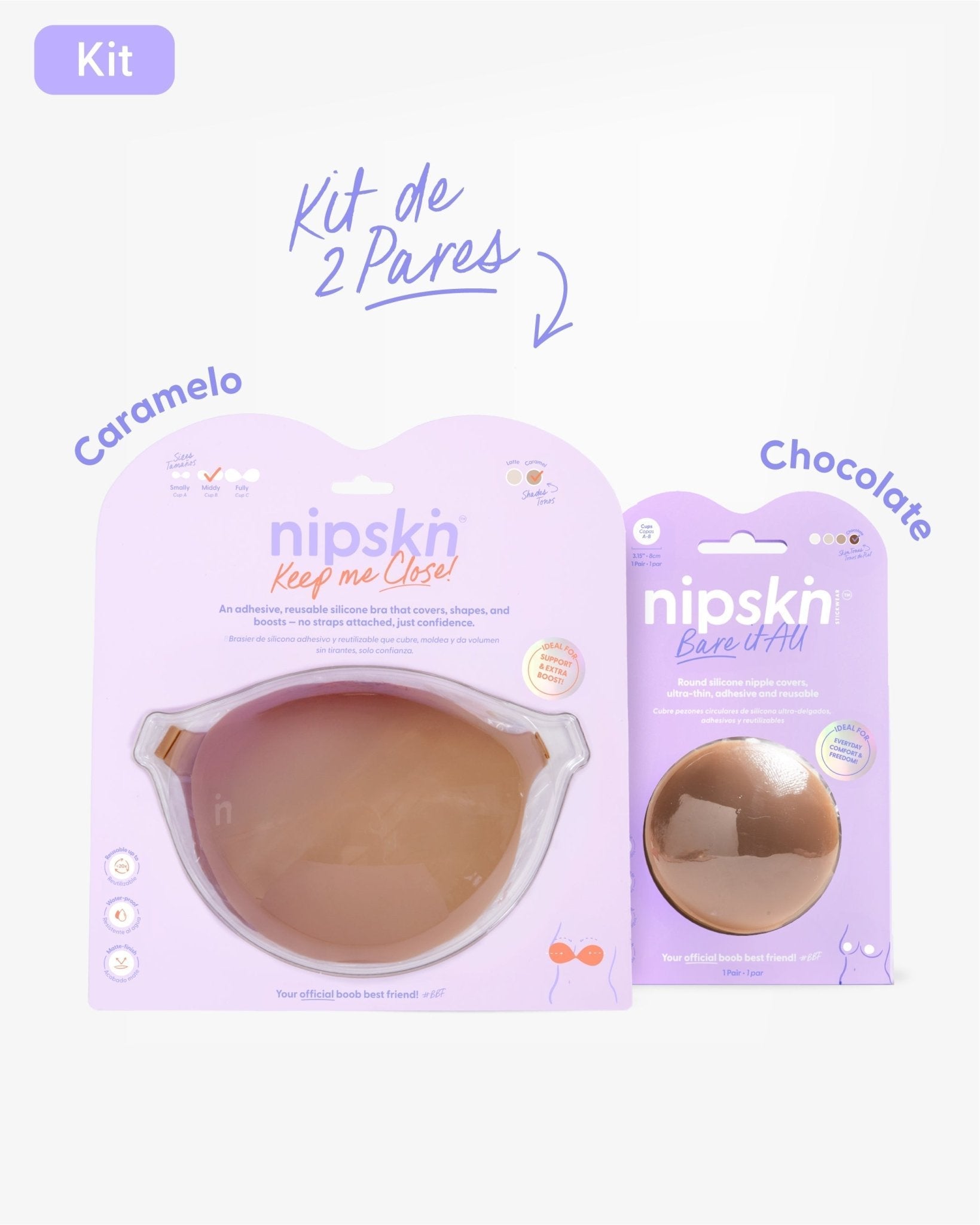 Kit Brasier Adhesivo + Cubre Pezón de Silicona (Talla M) - Nipskin® - Nipskin CR