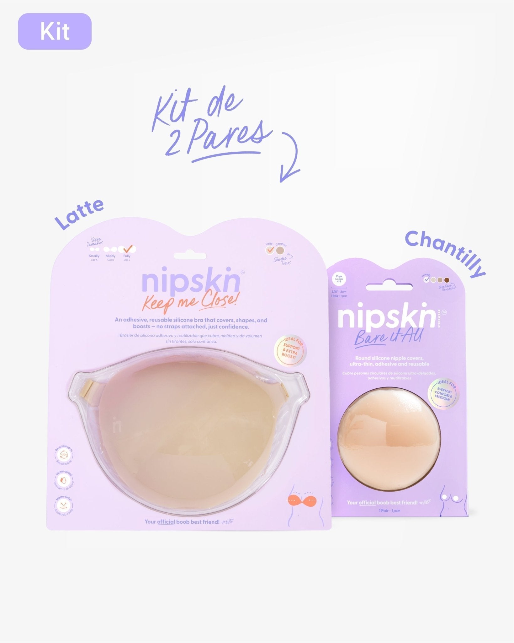 Kit Brasier Adhesivo + Cubre Pezón de Silicona (Talla M) - Nipskin® - Nipskin CR