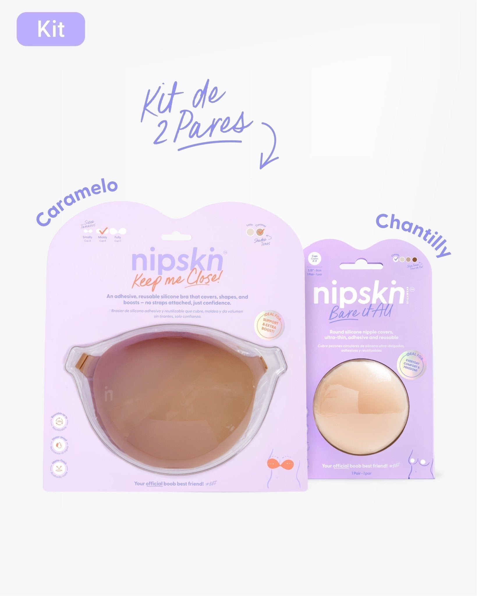 Kit Brasier Adhesivo + Cubre Pezón de Silicona (Talla M) - Nipskin® - Nipskin CR