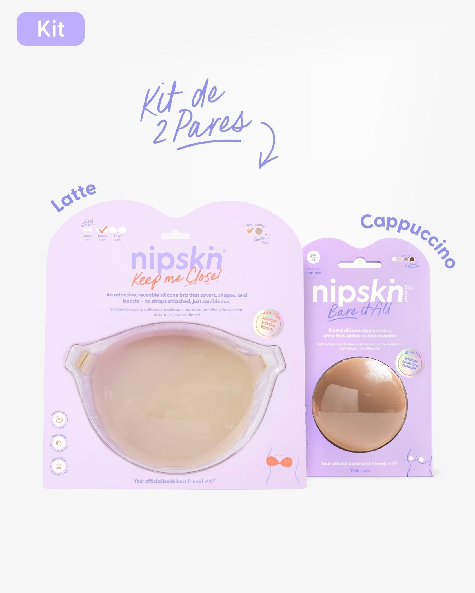 Kit Brasier Adhesivo + Cubre Pezón de Silicona (Talla M) - Nipskin® - Nipskin CR