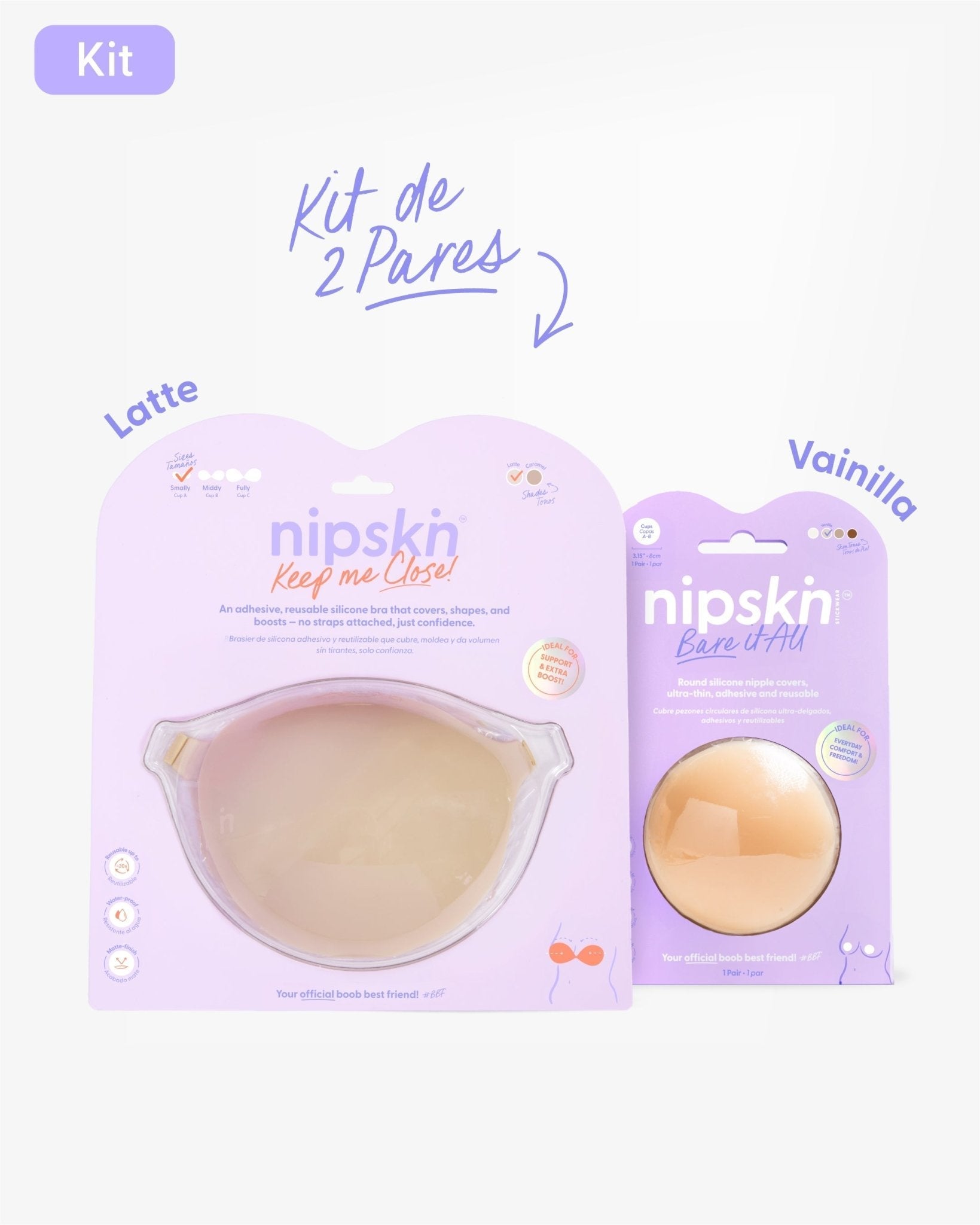 Kit Brasier Adhesivo + Cubre Pezón de Silicona (Talla M) - Nipskin® - Nipskin CR