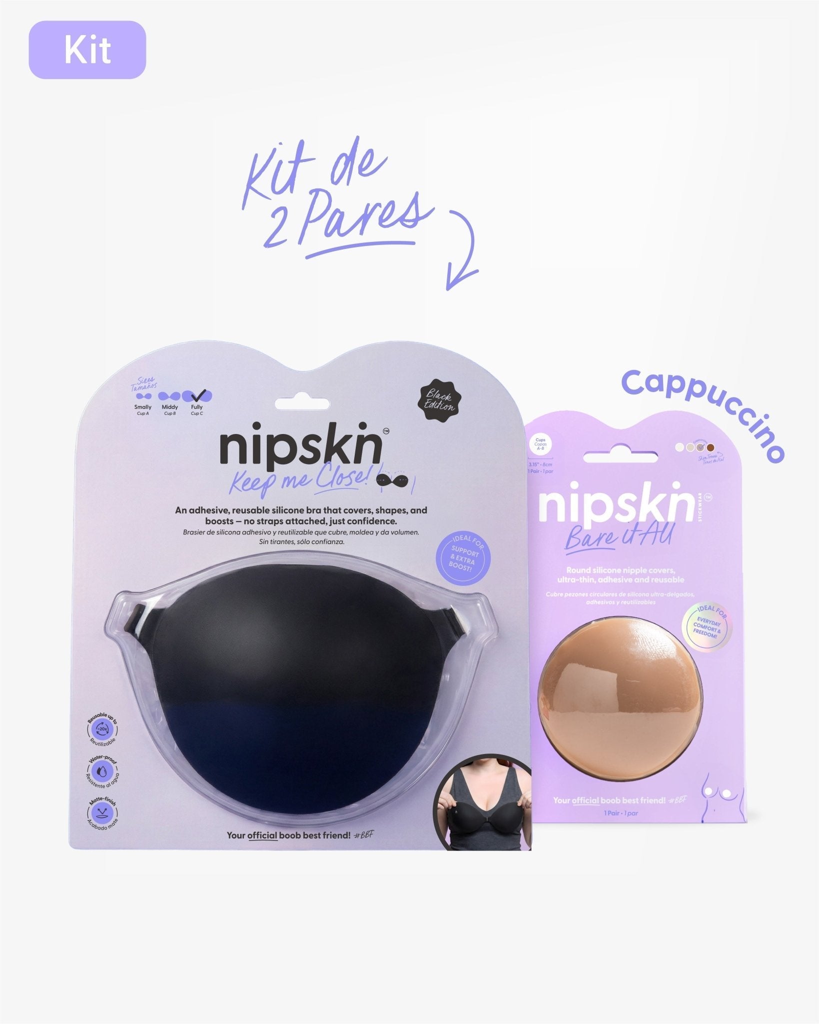 Kit Brasier Adhesivo + Cubre Pezón de Silicona (Talla M) - Nipskin® - Nipskin CR