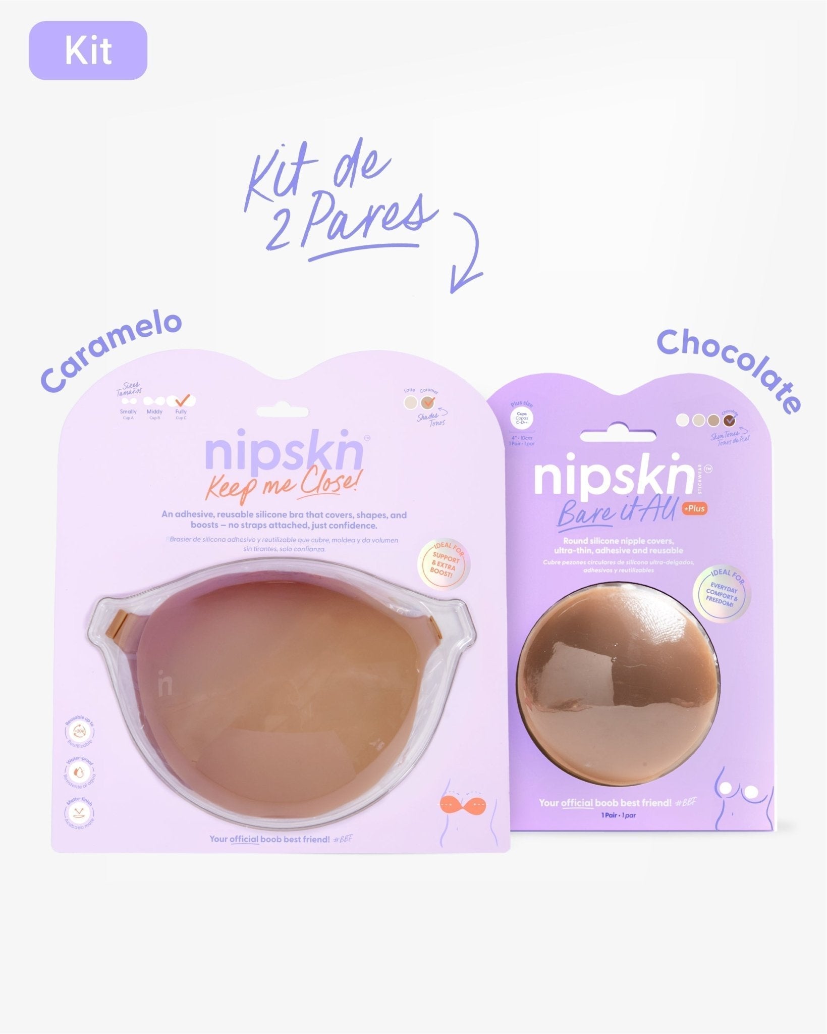 Kit Brasier Adhesivo + Cubre Pezón de Silicona (Talla PLUS) - Nipskin® - Nipskin CR