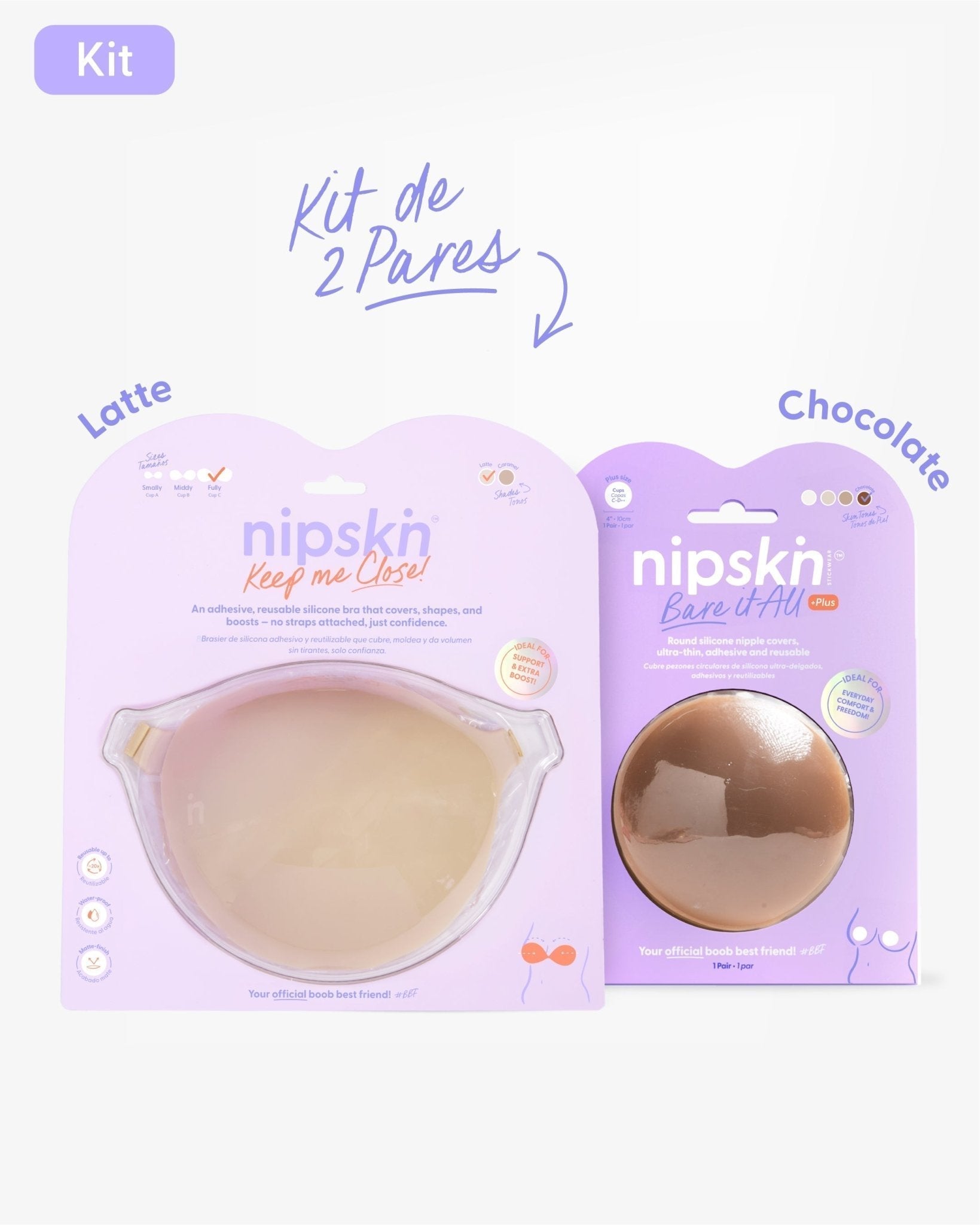 Kit Brasier Adhesivo + Cubre Pezón de Silicona (Talla PLUS) - Nipskin® - Nipskin CR
