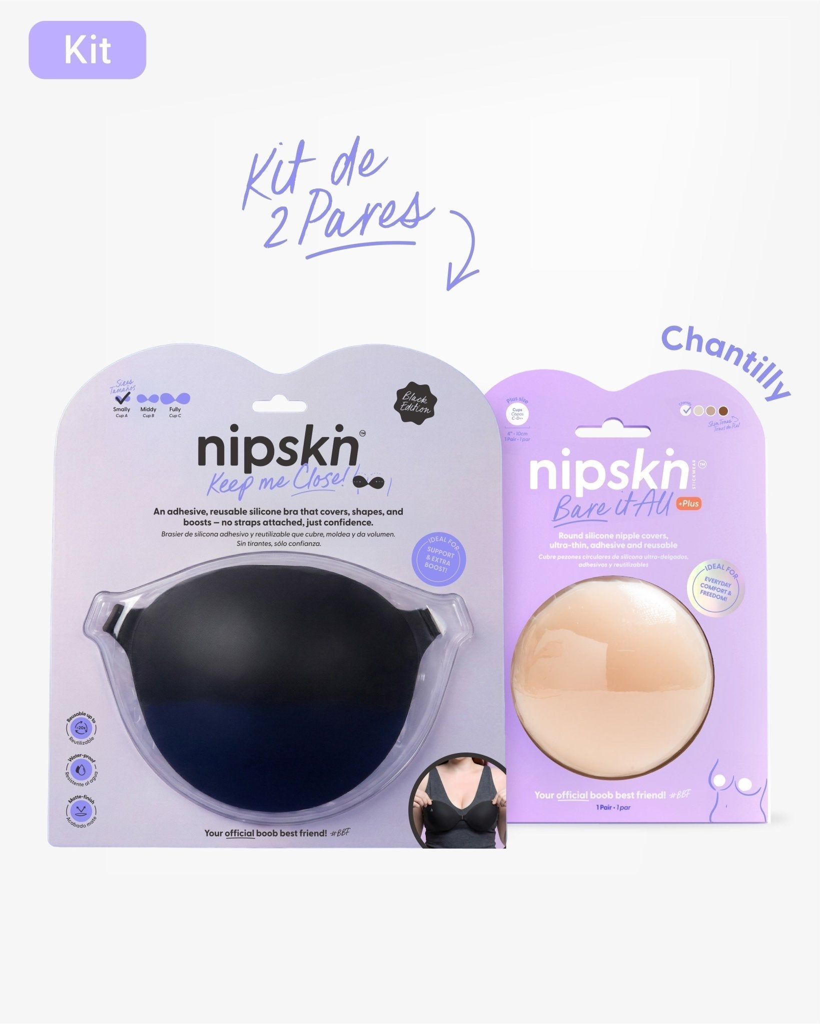Kit Brasier Adhesivo + Cubre Pezón de Silicona (Talla PLUS) - Nipskin® - Nipskin CR
