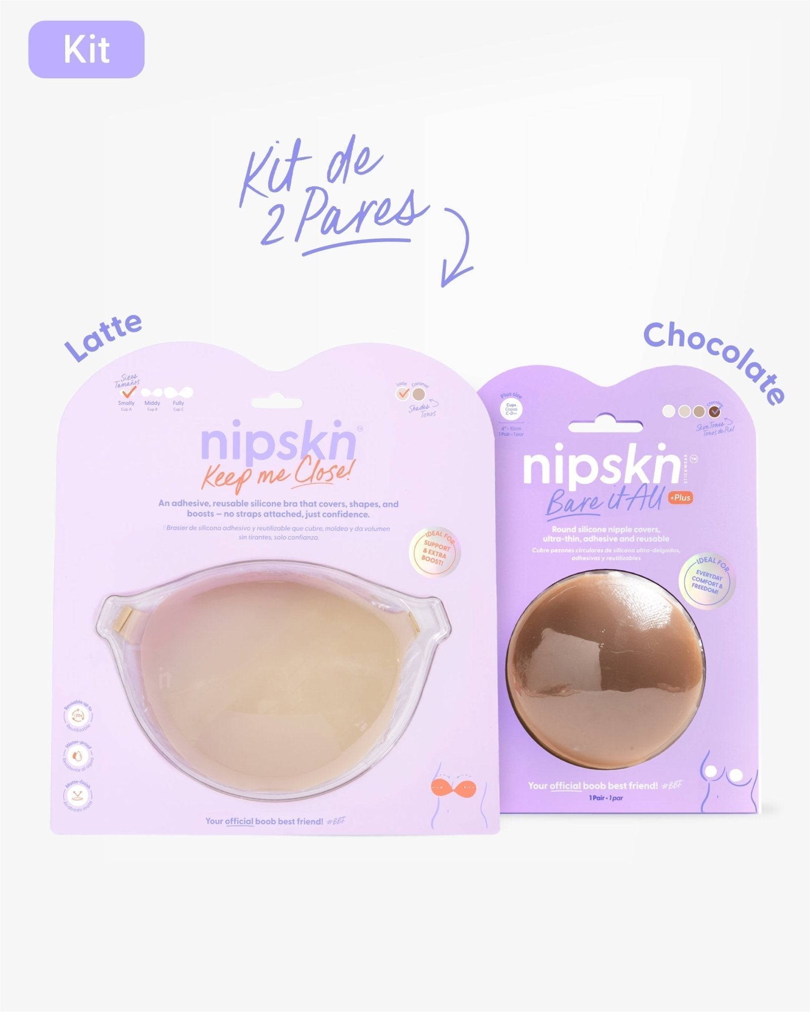 Kit Brasier Adhesivo + Cubre Pezón de Silicona (Talla PLUS) - Nipskin® - Nipskin CR