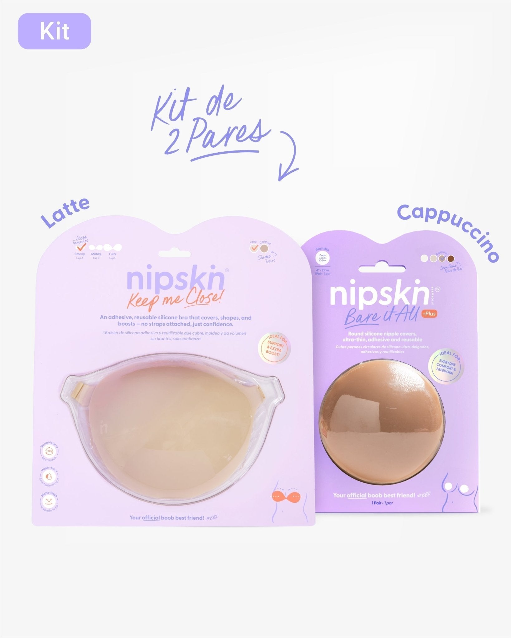 Kit Brasier Adhesivo + Cubre Pezón de Silicona (Talla PLUS) - Nipskin® - Nipskin CR