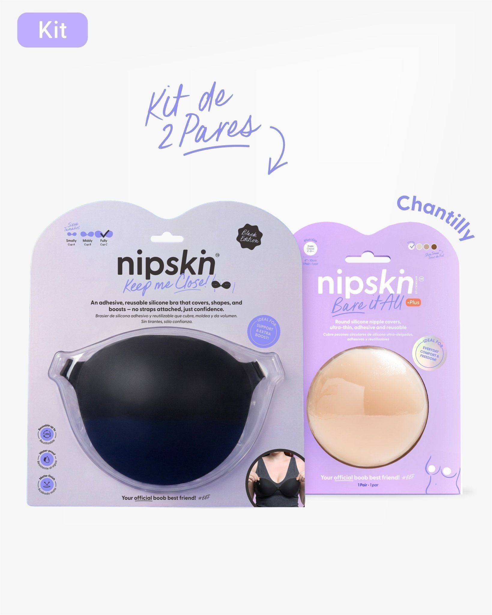 Kit Brasier Adhesivo + Cubre Pezón de Silicona (Talla PLUS) - Nipskin® - Nipskin CR