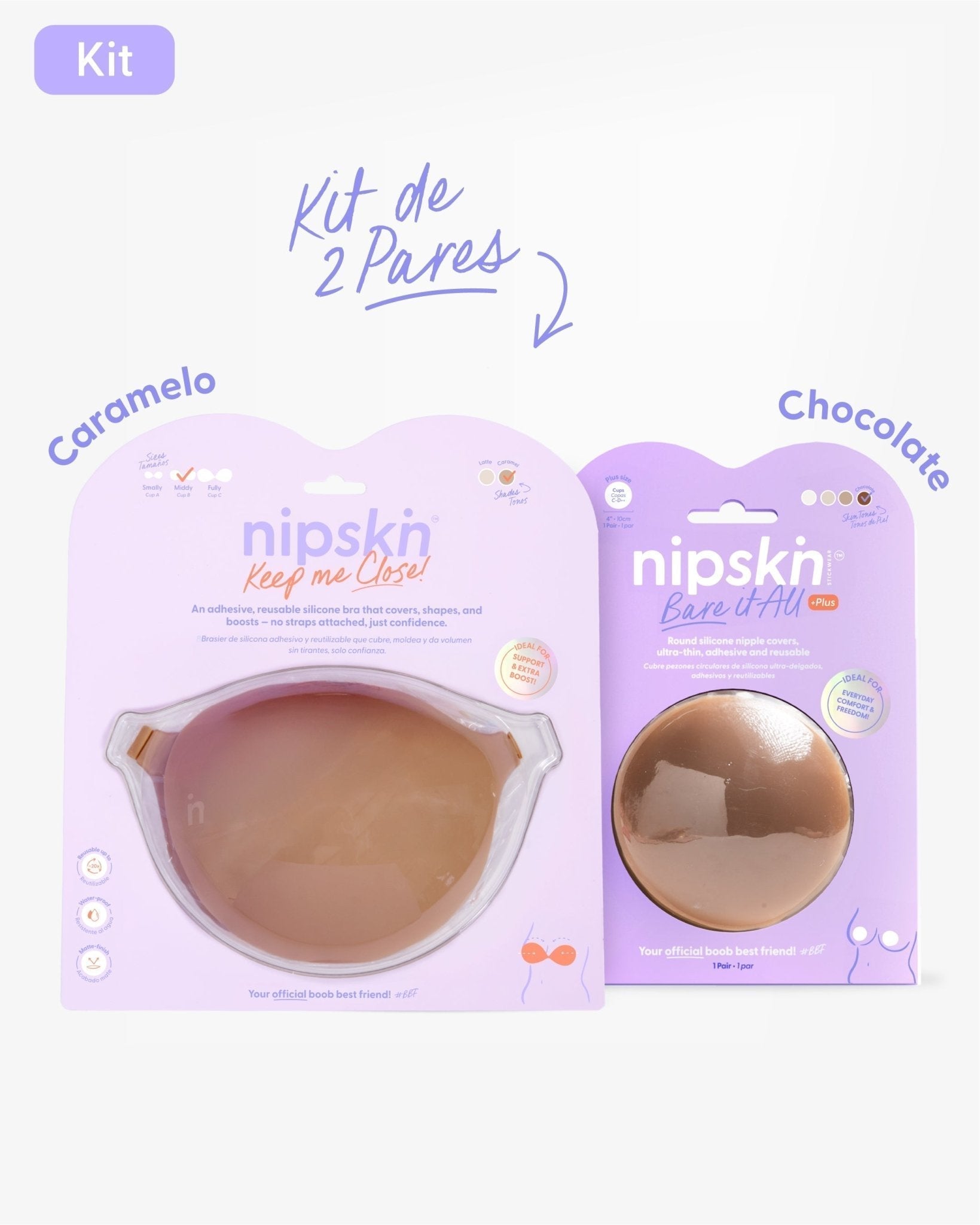 Kit Brasier Adhesivo + Cubre Pezón de Silicona (Talla PLUS) - Nipskin® - Nipskin CR