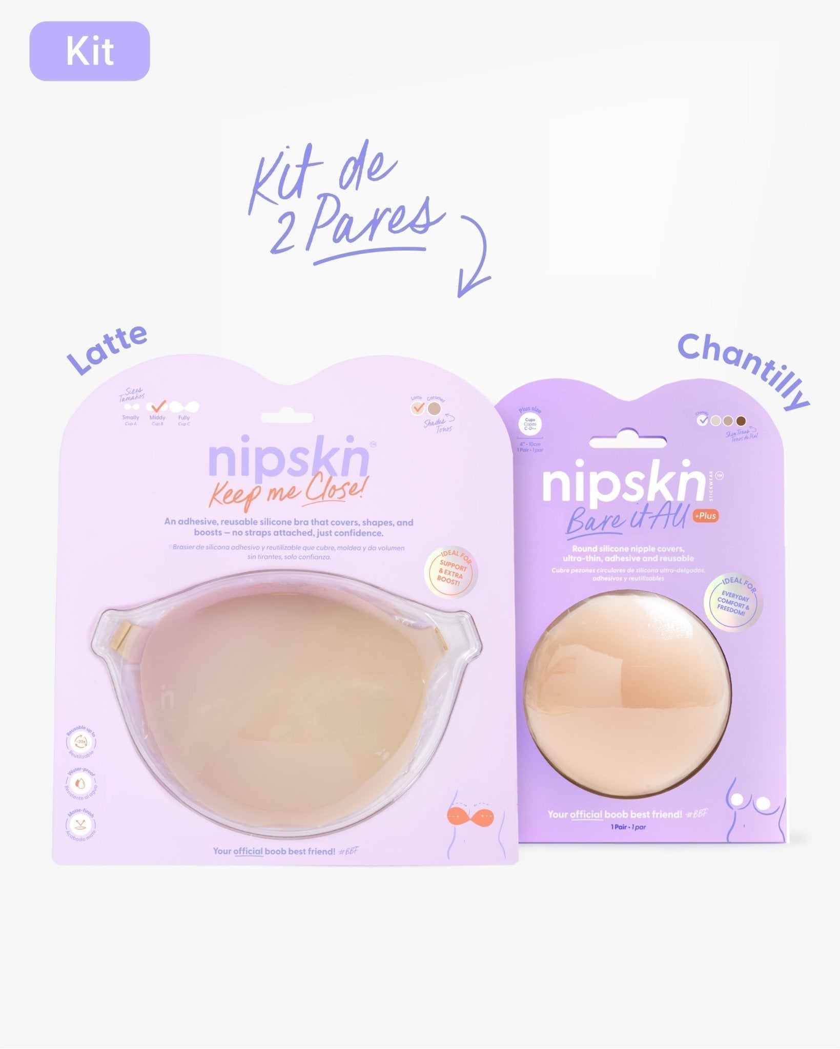 Kit Brasier Adhesivo + Cubre Pezón de Silicona (Talla PLUS) - Nipskin® - Nipskin CR
