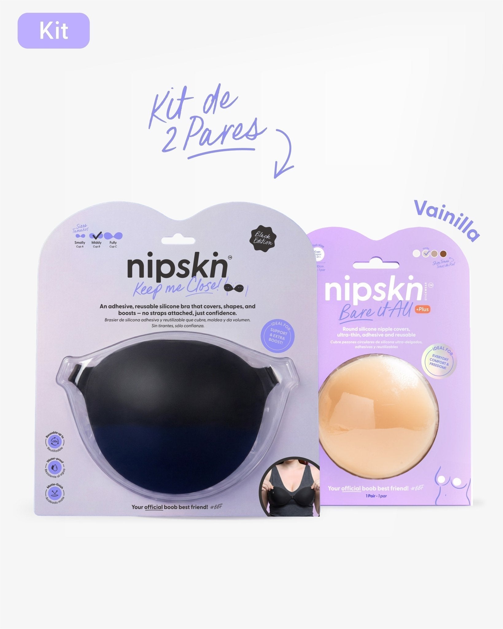 Kit Brasier Adhesivo + Cubre Pezón de Silicona (Talla PLUS) - Nipskin® - Nipskin CR