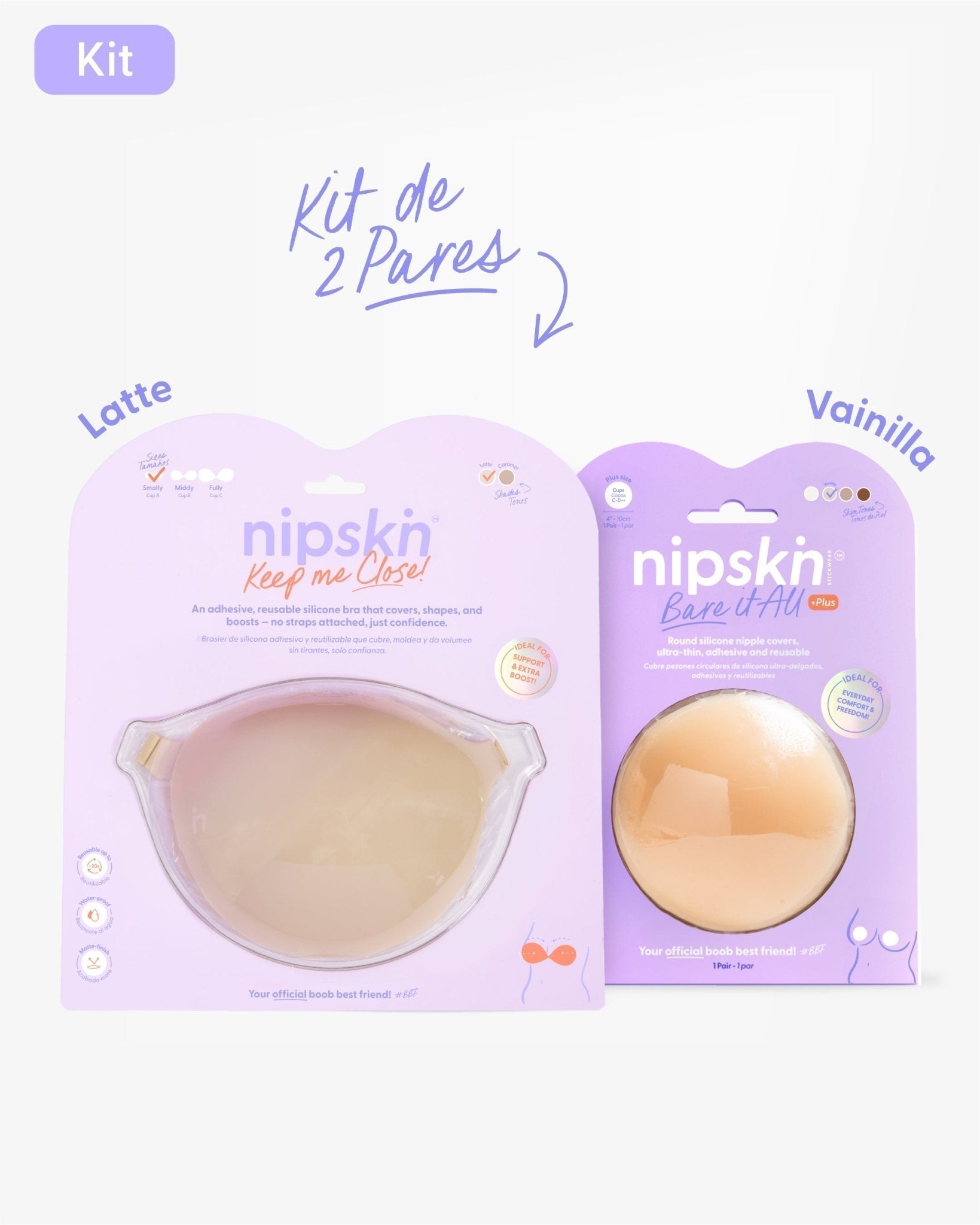 Kit Brasier Adhesivo + Cubre Pezón de Silicona (Talla PLUS) - Nipskin® - Nipskin CR